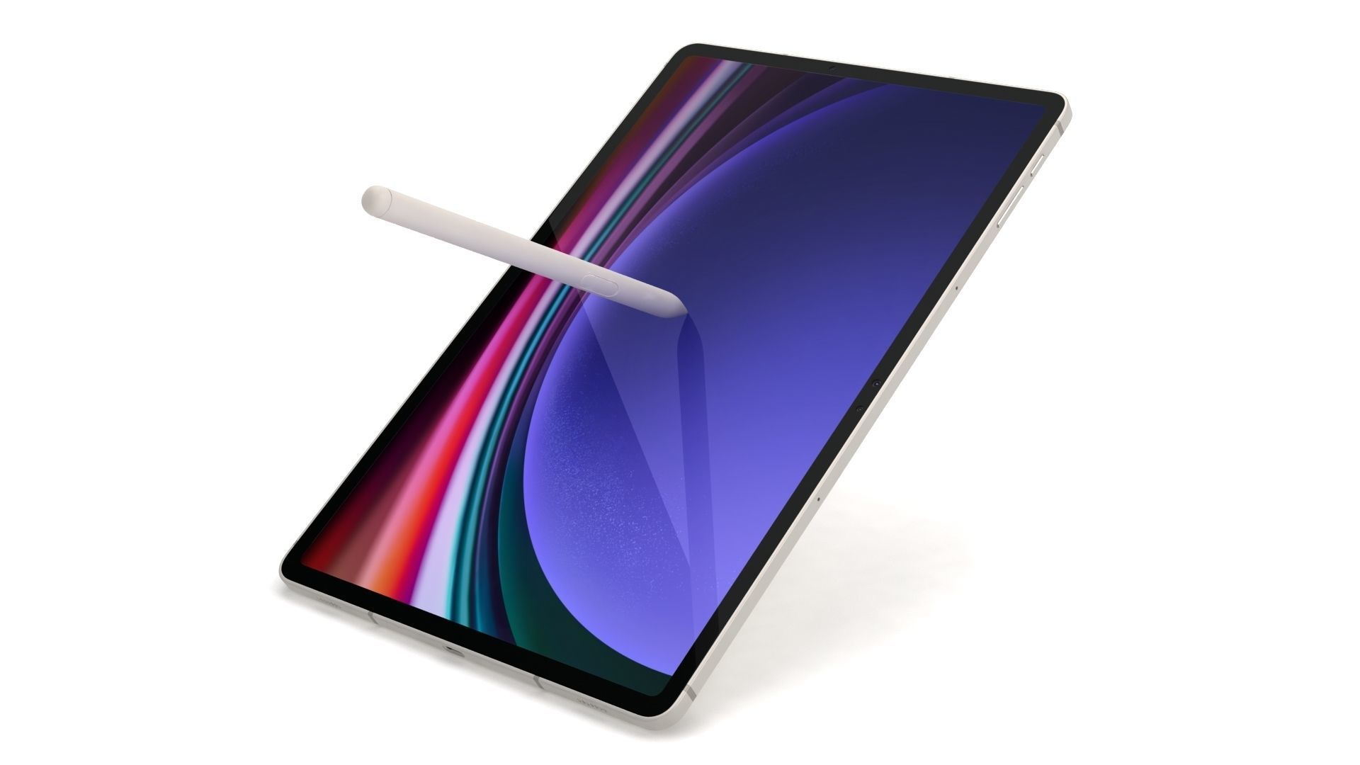 Samsung Galaxy Tab S9 Beige with S-Pen Low-poly 3D model_17