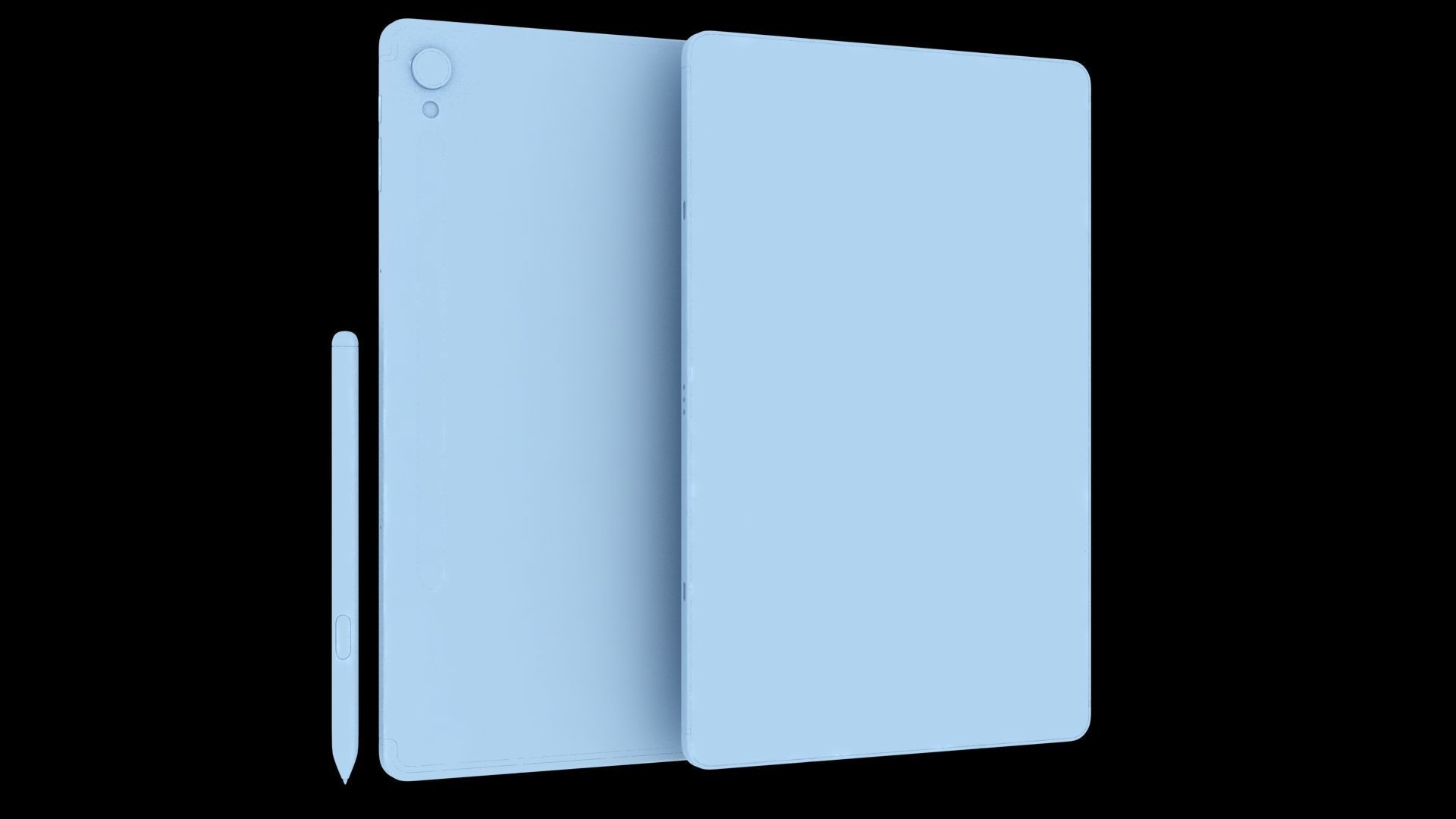 Samsung Galaxy Tab S9 Beige with S-Pen Low-poly 3D model_22