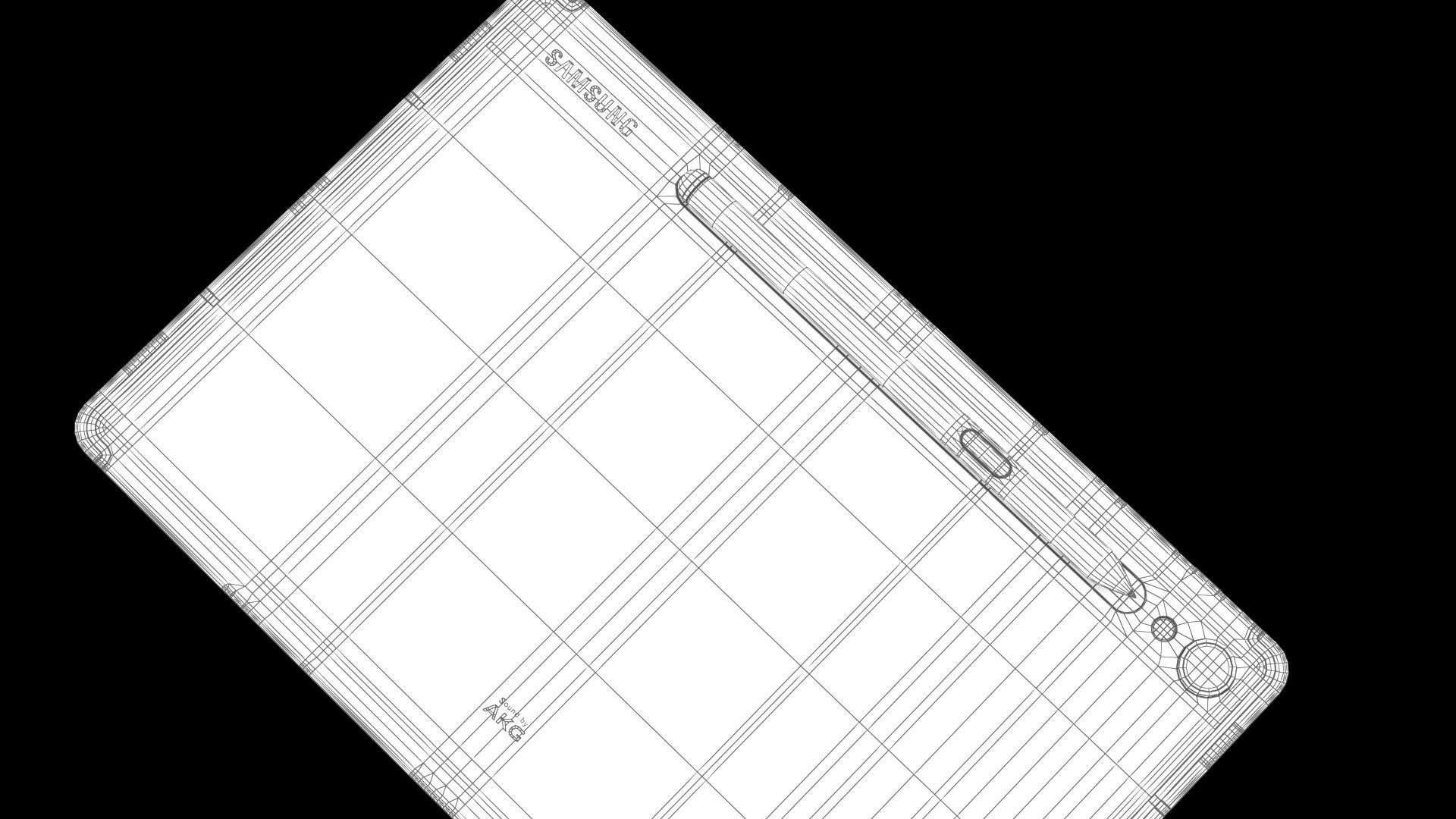 Samsung Galaxy Tab S9 Beige with S-Pen Low-poly 3D model_26