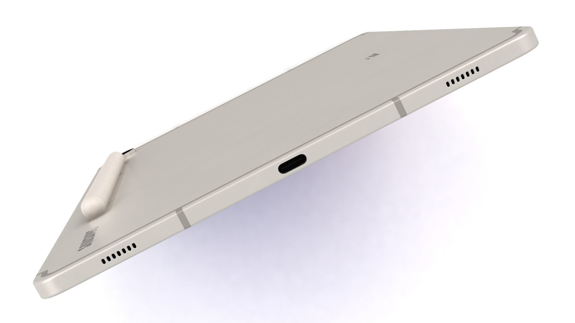Samsung Galaxy Tab S9 Beige with S-Pen Low-poly 3D model_19