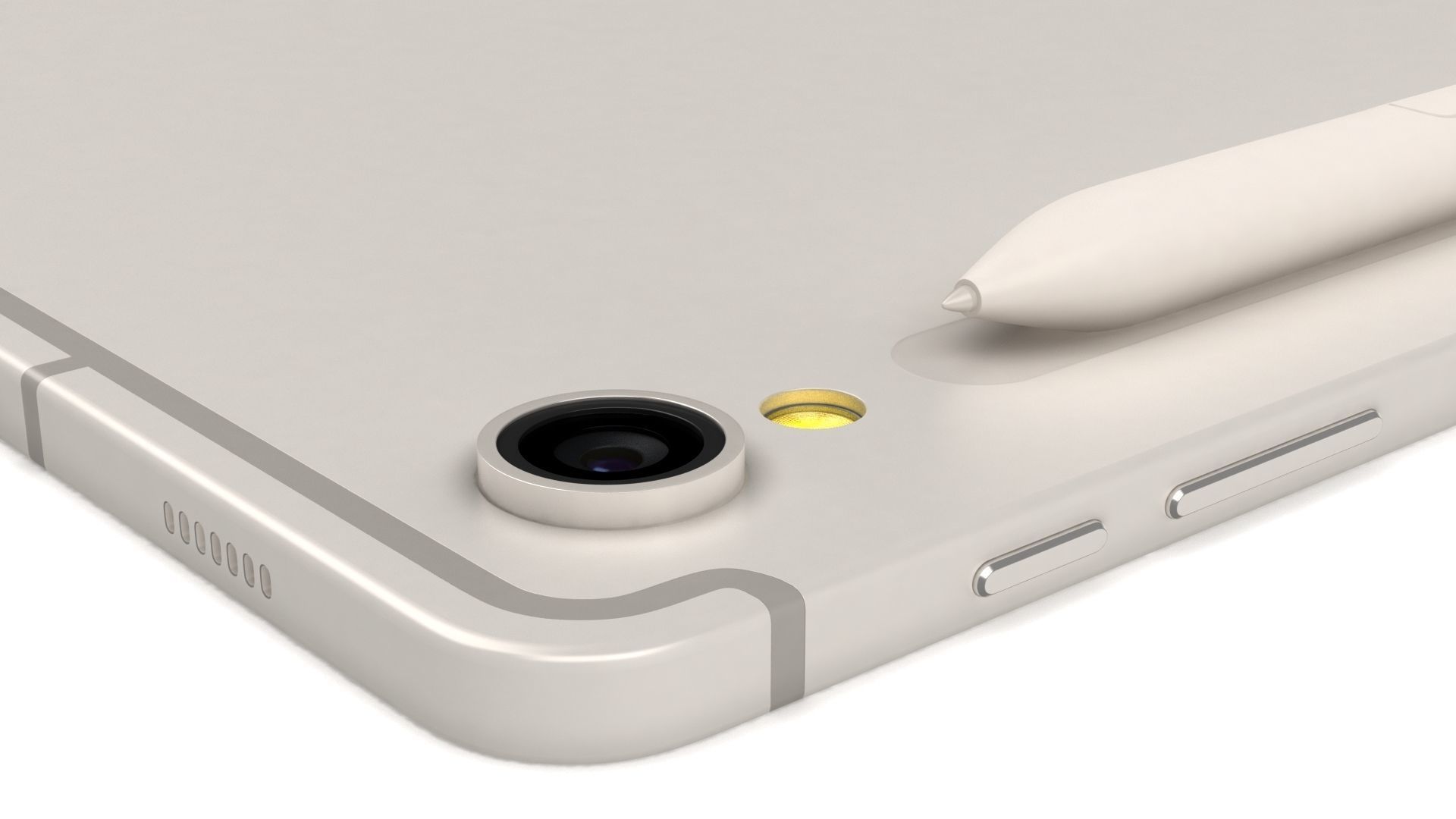 Samsung Galaxy Tab S9 Beige with S-Pen Low-poly 3D model_12