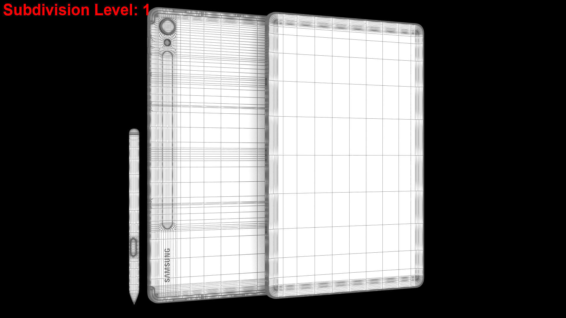 Samsung Galaxy Tab S9 Beige with S-Pen Low-poly 3D model_23