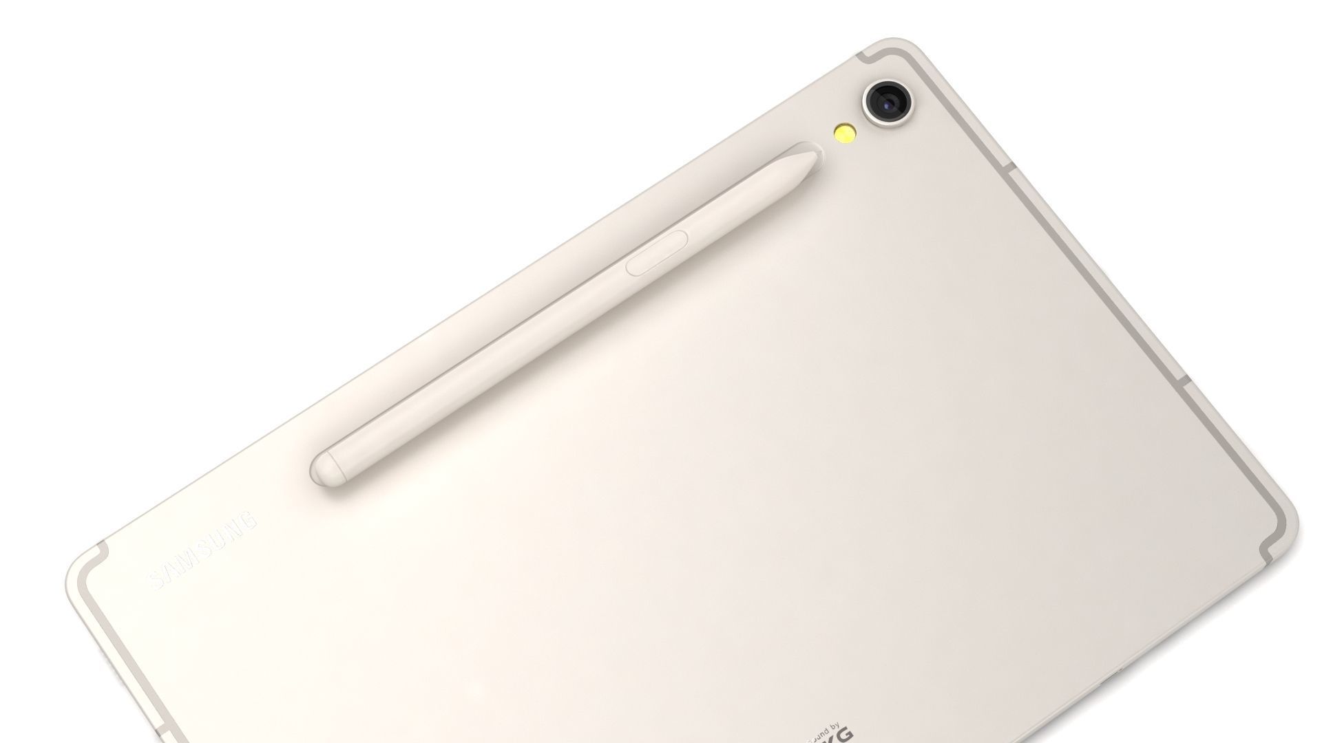 Samsung Galaxy Tab S9 Beige with S-Pen Low-poly 3D model_7
