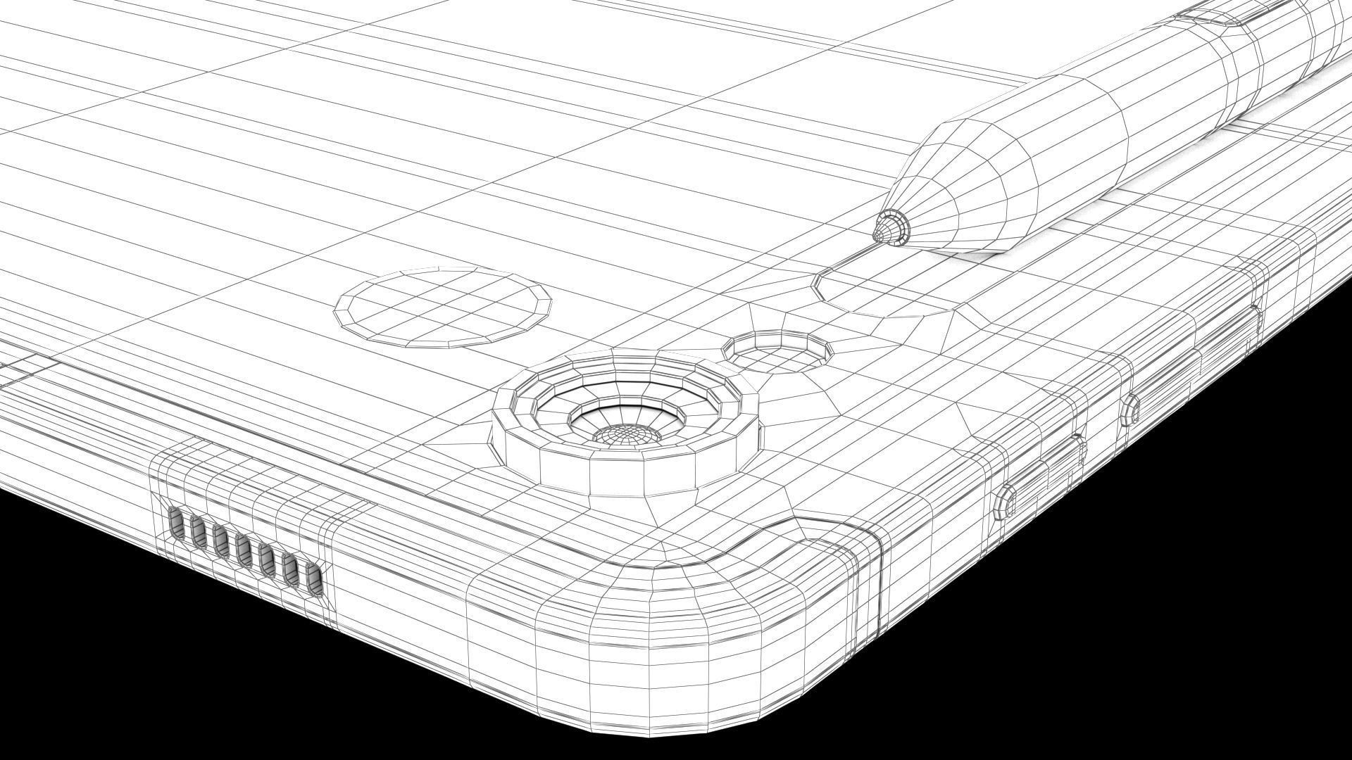 Samsung Galaxy Tab S9 Beige with S-Pen Low-poly 3D model_30