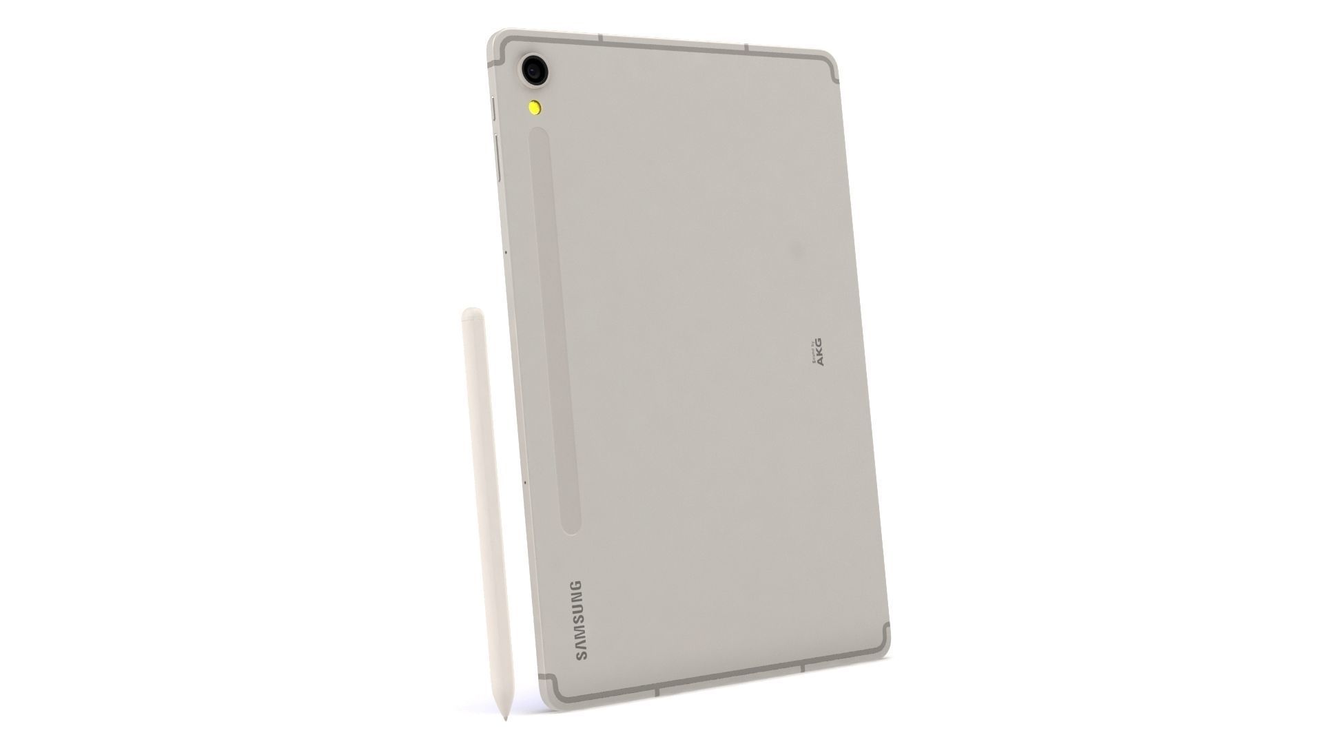Samsung Galaxy Tab S9 Beige with S-Pen Low-poly 3D model_3