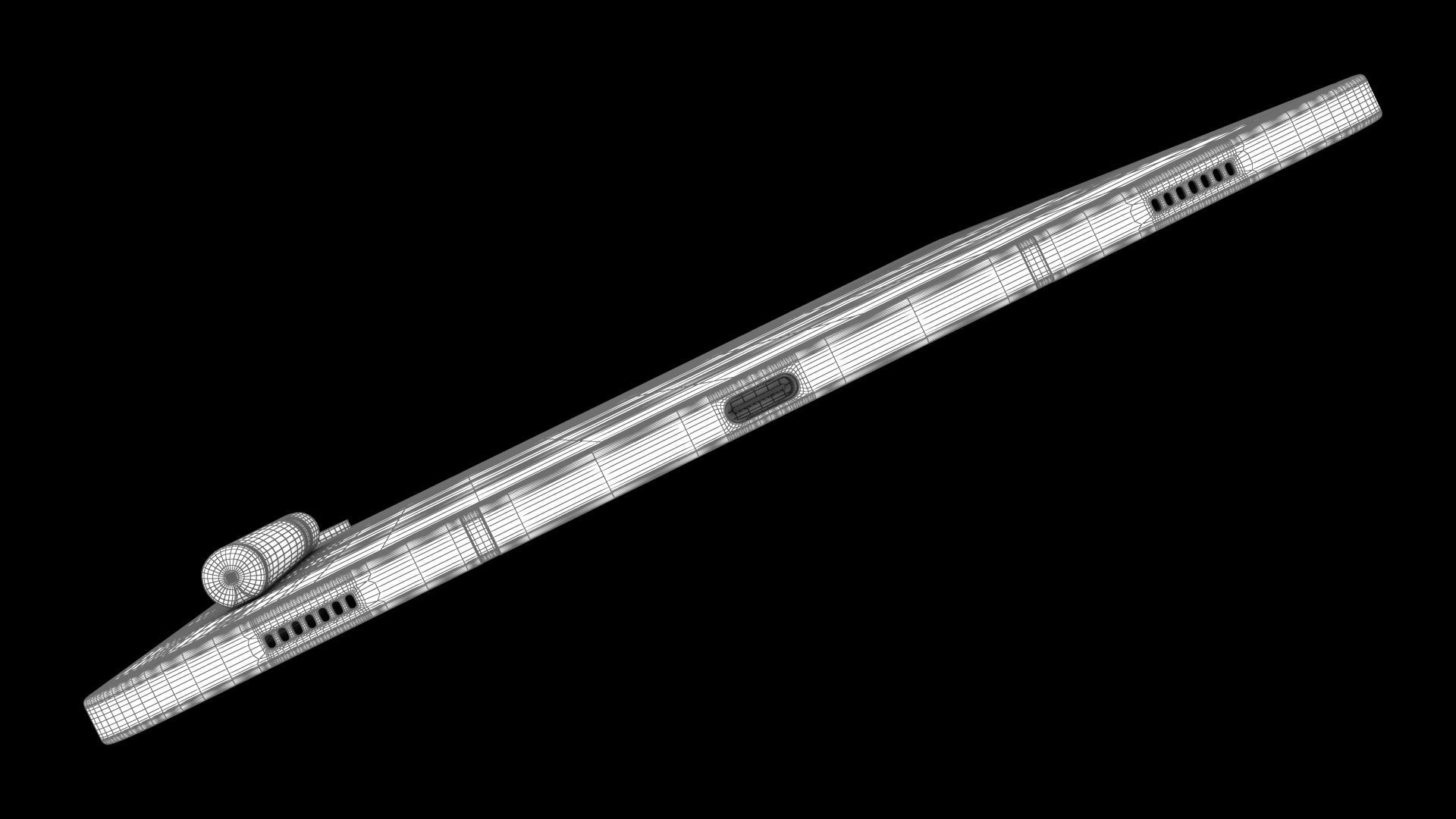 Samsung Galaxy Tab S9 Beige with S-Pen Low-poly 3D model_35