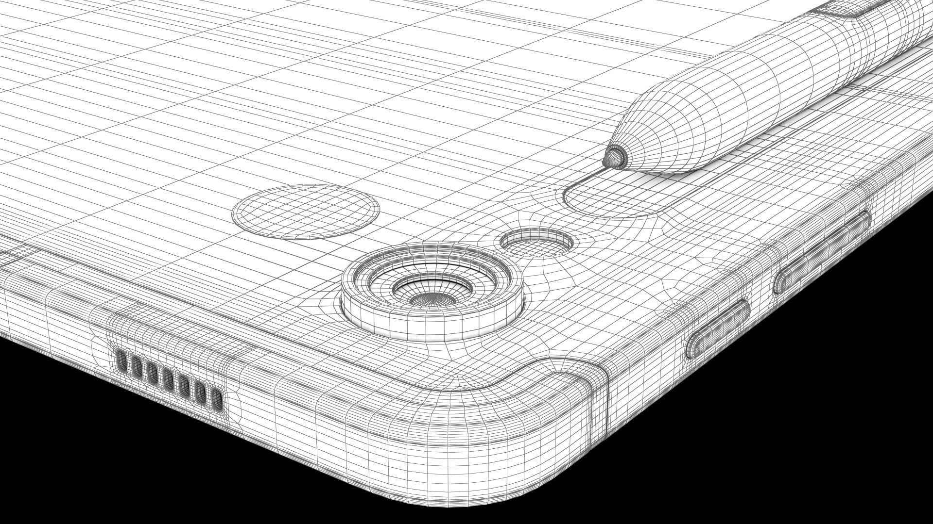 Samsung Galaxy Tab S9 Beige with S-Pen Low-poly 3D model_29