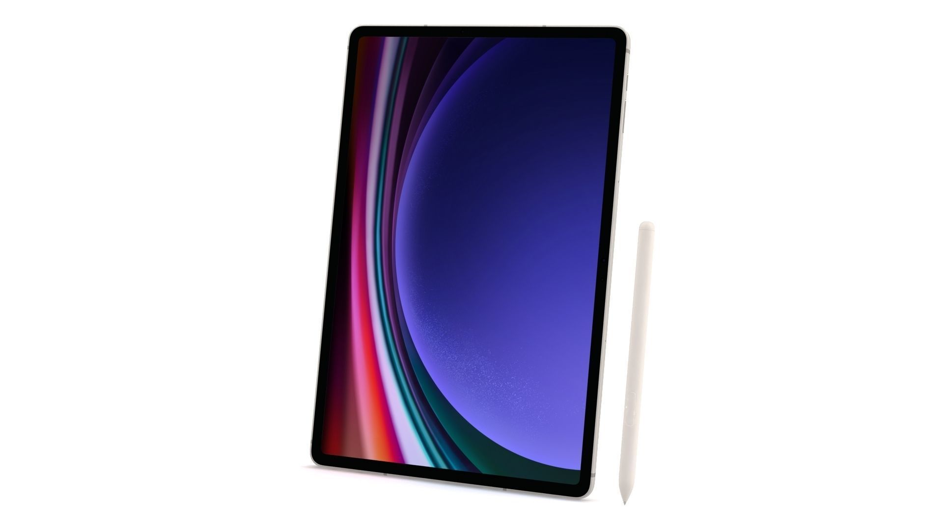 Samsung Galaxy Tab S9 Beige with S-Pen Low-poly 3D model_2