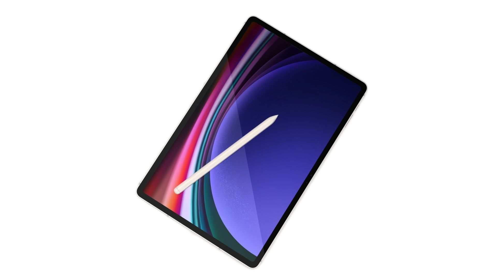 Samsung Galaxy Tab S9 Beige with S-Pen Low-poly 3D model_4