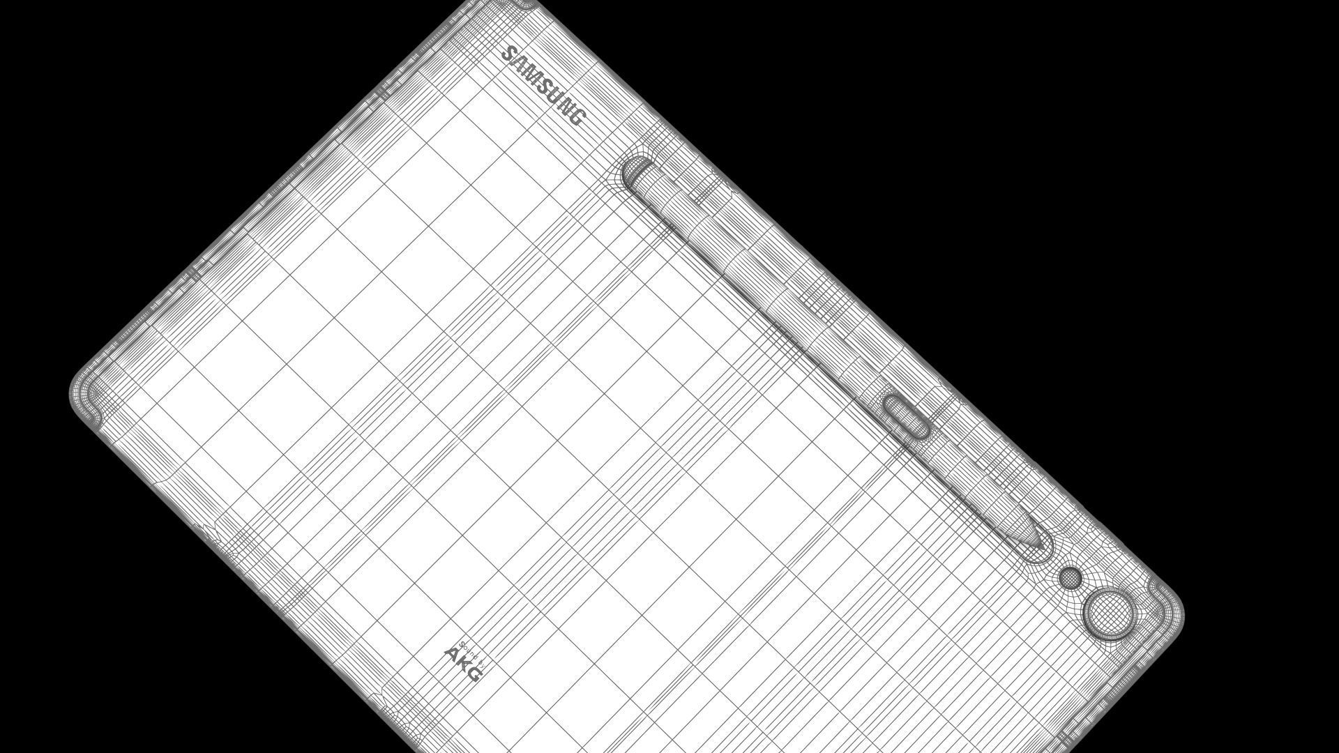 Samsung Galaxy Tab S9 Beige with S-Pen Low-poly 3D model_25