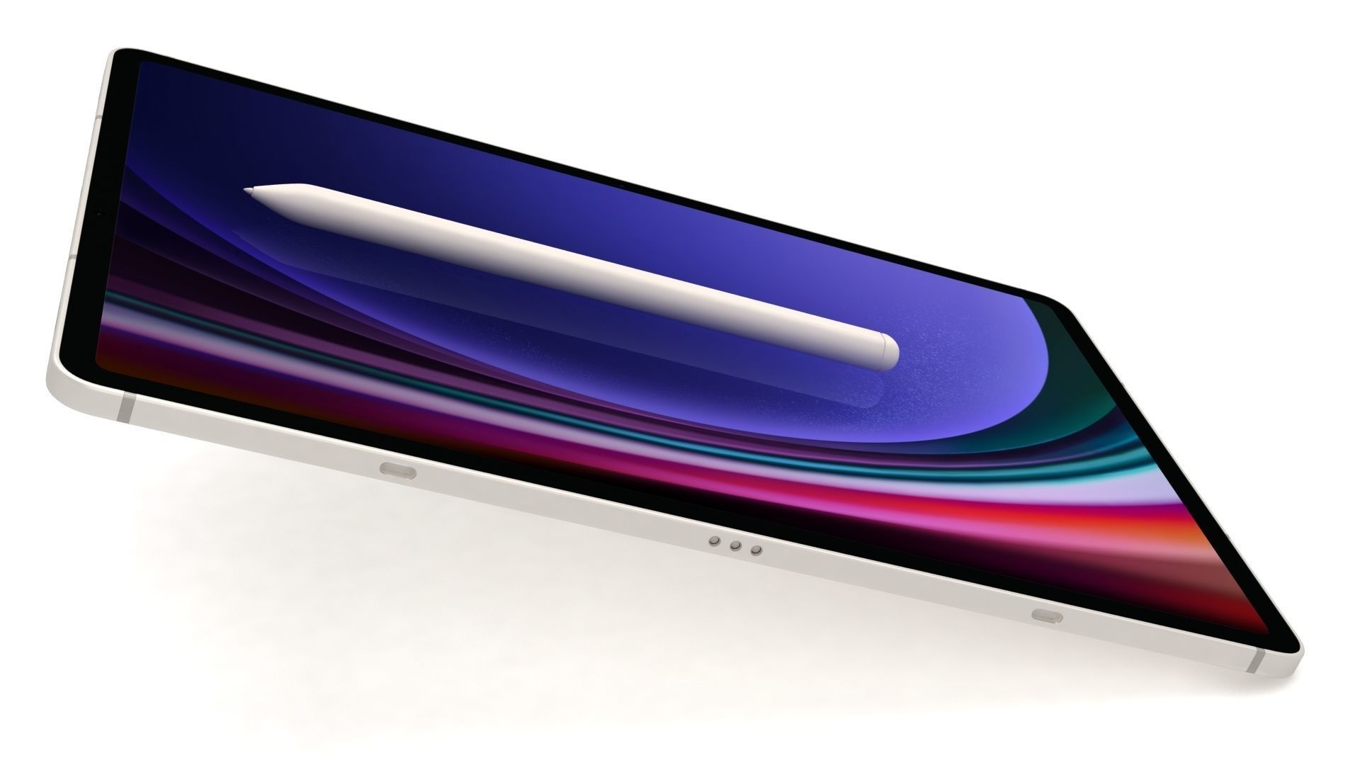 Samsung Galaxy Tab S9 Beige with S-Pen Low-poly 3D model_16