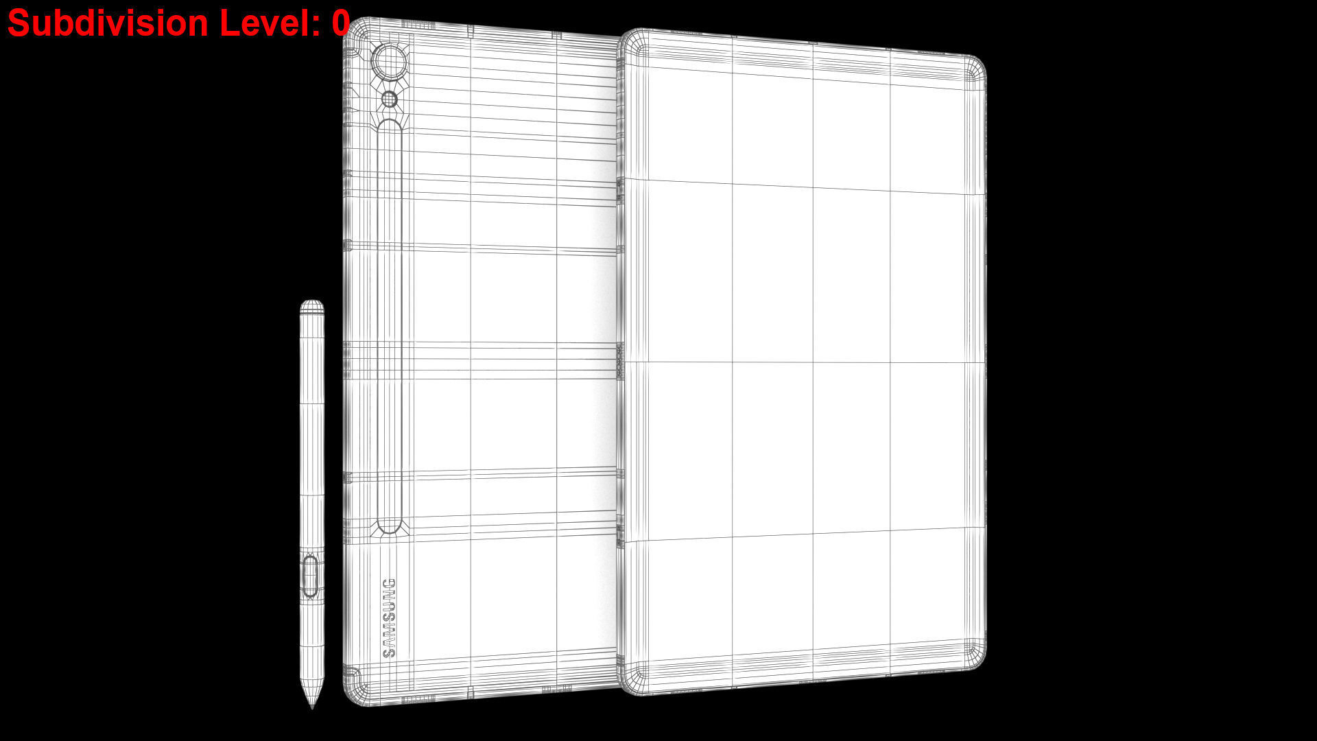 Samsung Galaxy Tab S9 Beige with S-Pen Low-poly 3D model_24