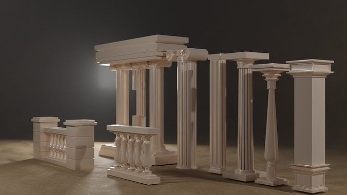 Antique set Pillar  3D model