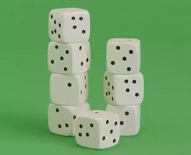Low poly and high poly OCD Dice Low-poly 3D model