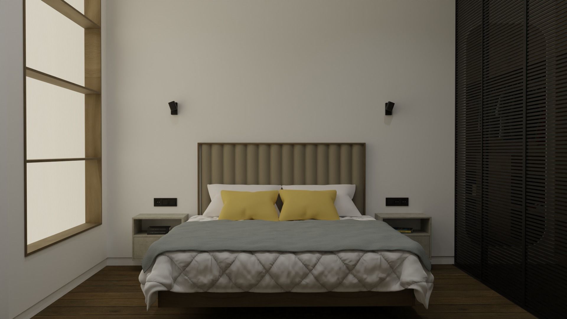 Modern compact badroom with wardrobe 3D model_1