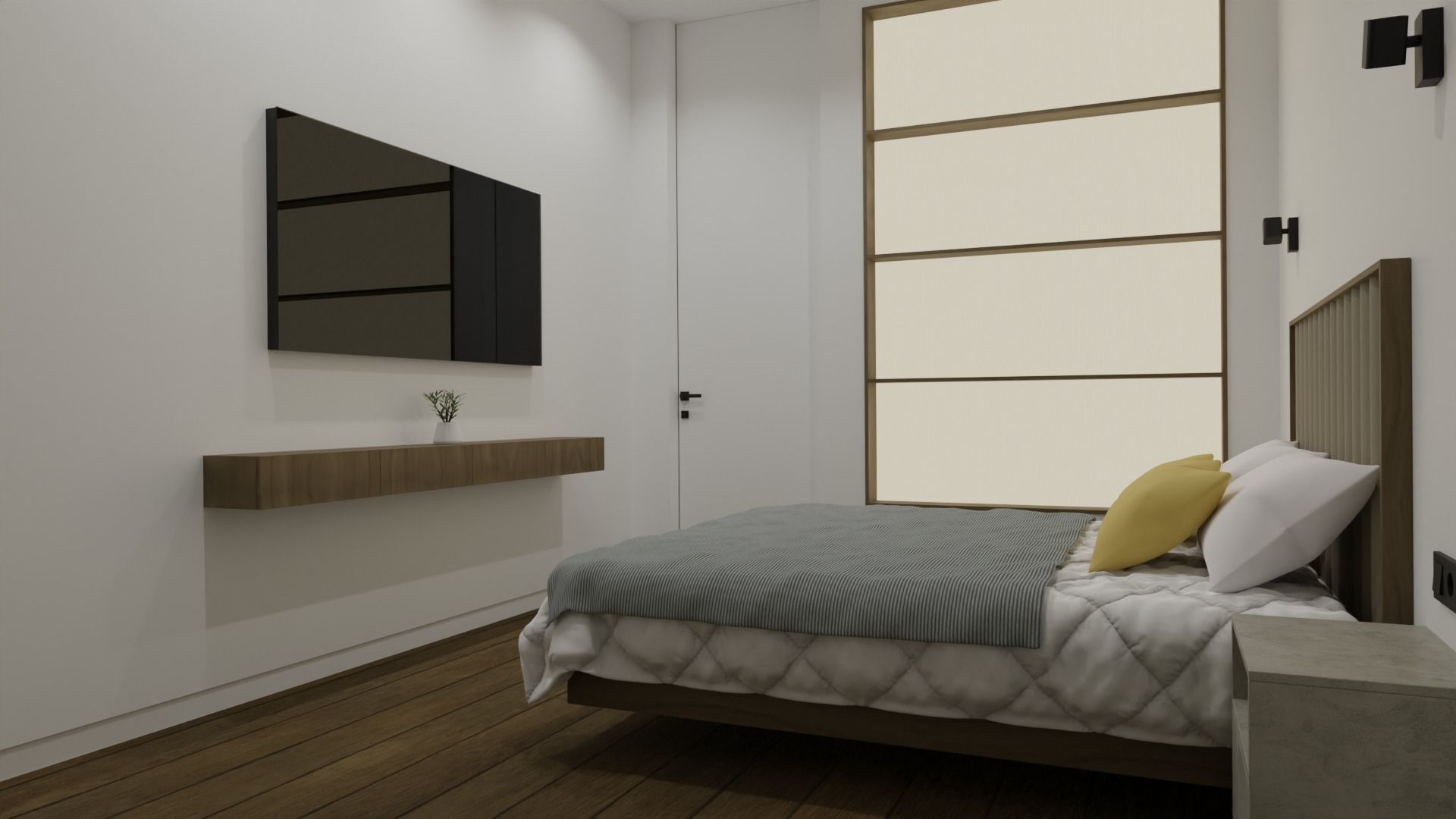 Modern compact badroom with wardrobe 3D model_5