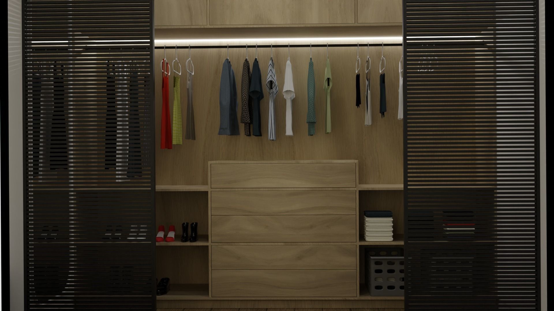 Modern compact badroom with wardrobe 3D model_4