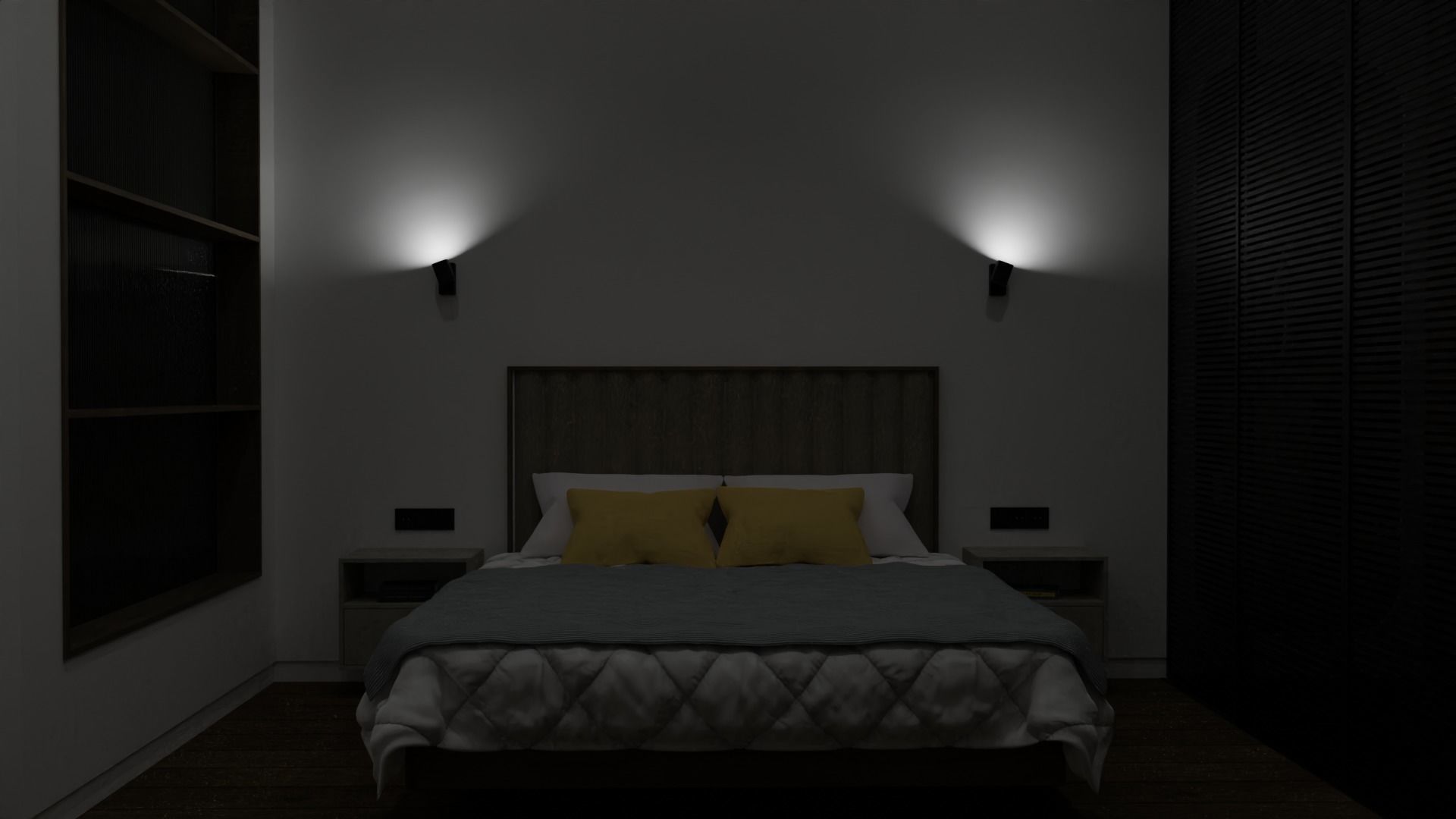 Modern compact badroom with wardrobe 3D model_2