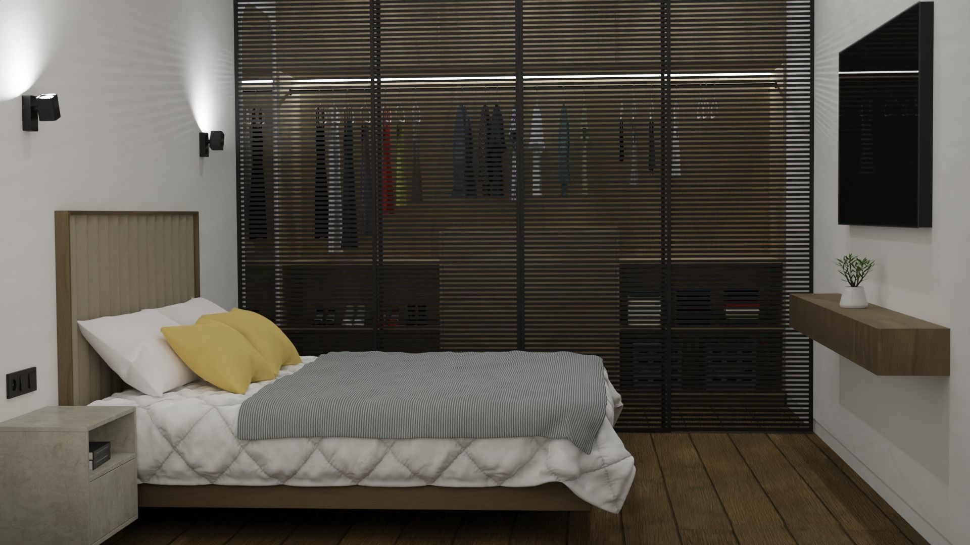 Modern compact badroom with wardrobe 3D model_3