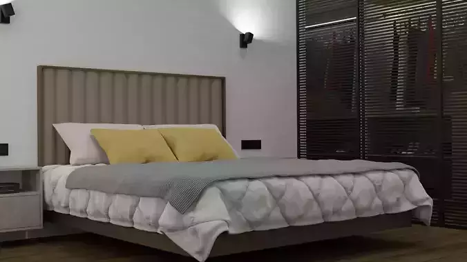 Modern compact badroom with wardrobe