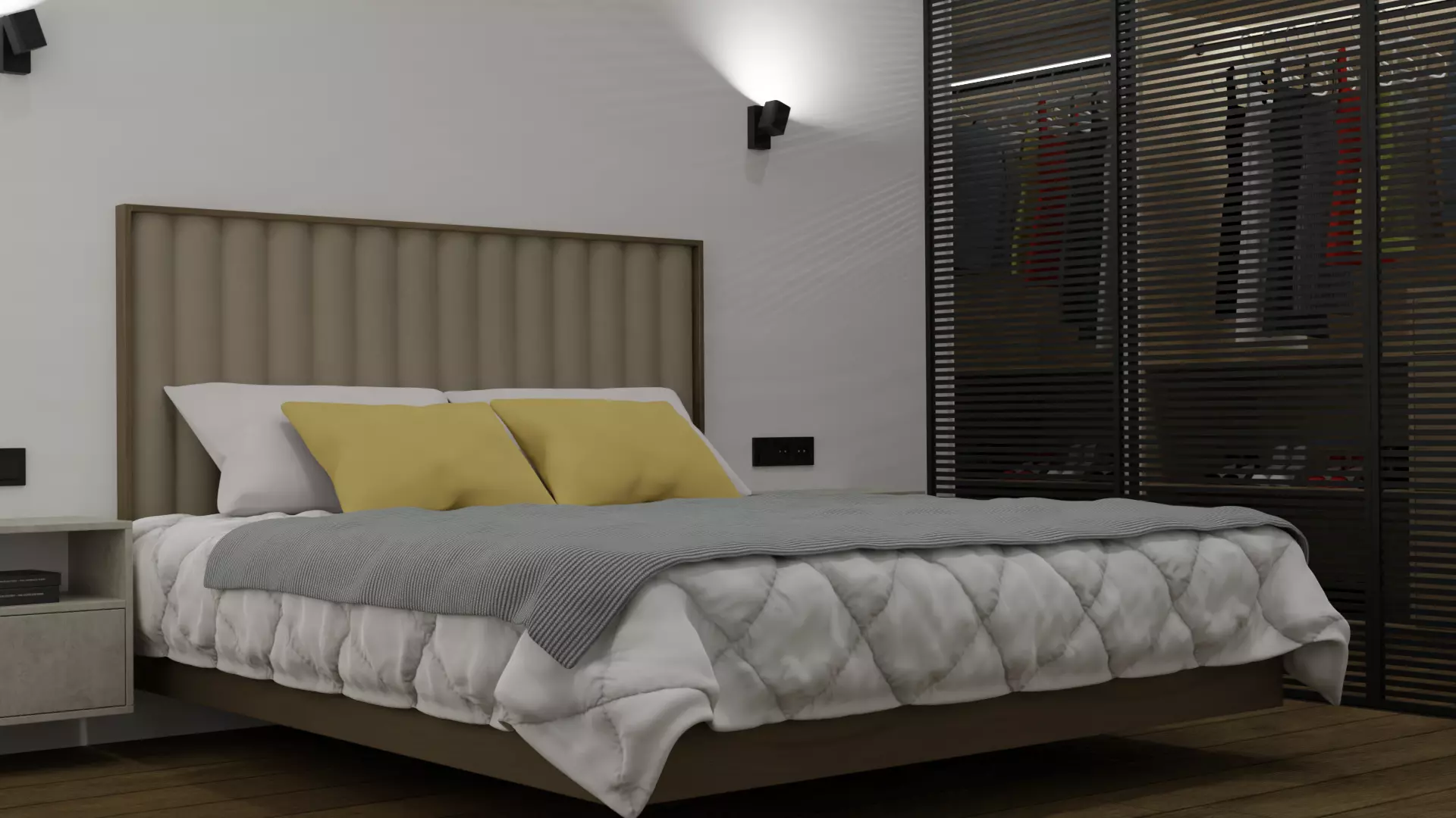 Modern compact badroom with wardrobe 3D model_0