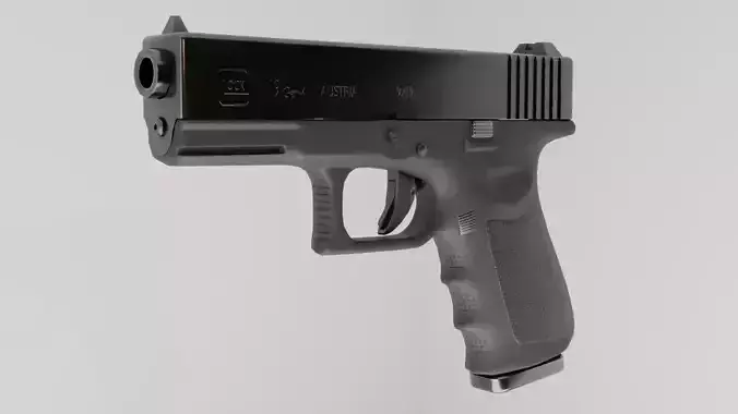Detail gun Glock19 low poly high poly