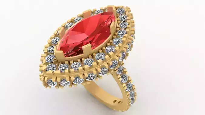 Red Sapphire Woman Ring 3D Model