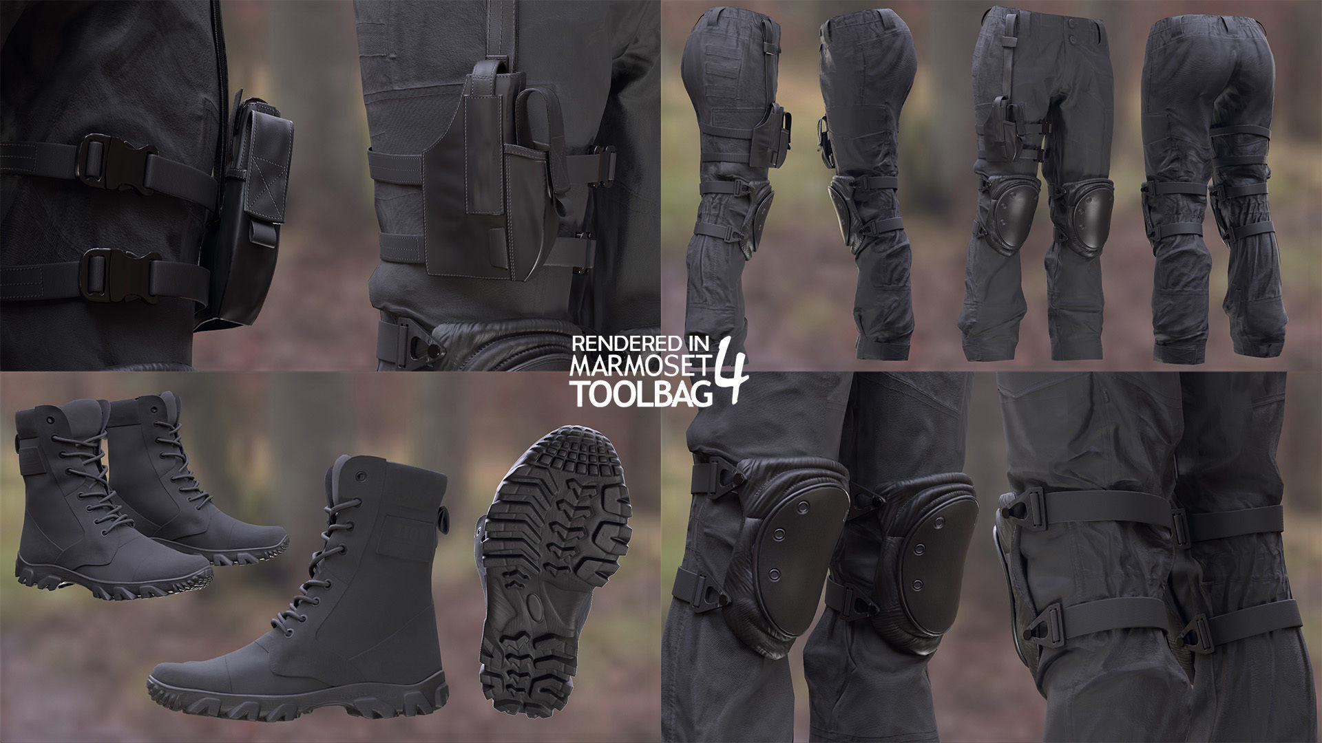 Female Military Outfit 4 Low-poly 3D model_10