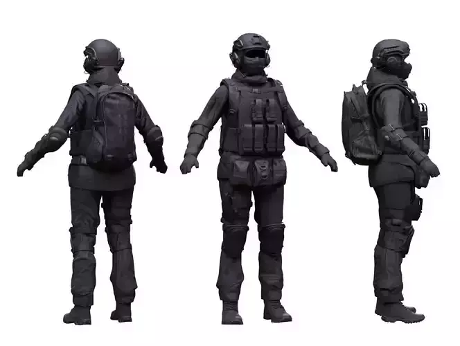 Female Military Outfit 4 Low-poly 3D model Female Military Outfit 4 Low-poly 3D model
