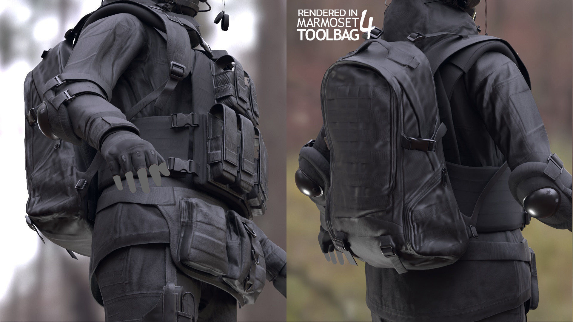 Female Military Outfit 4 Low-poly 3D model_9