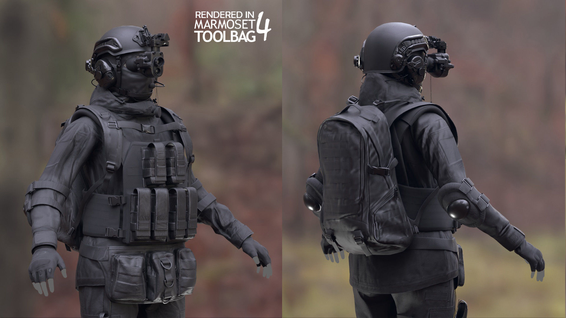 Female Military Outfit 4 Low-poly 3D model_6