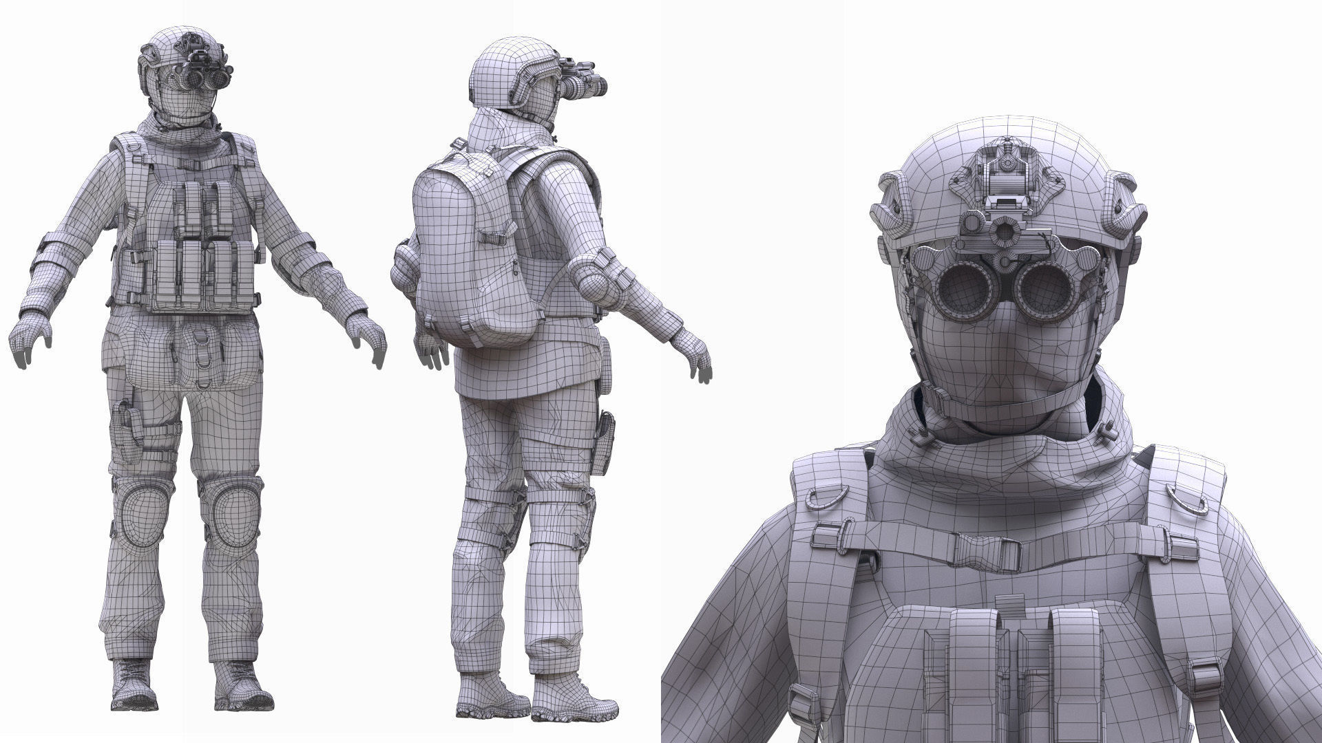 Female Military Outfit 4 Low-poly 3D model_15