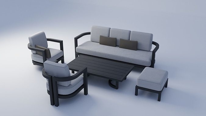 Portofino Aluminum Garden Set by RH Free 3D model