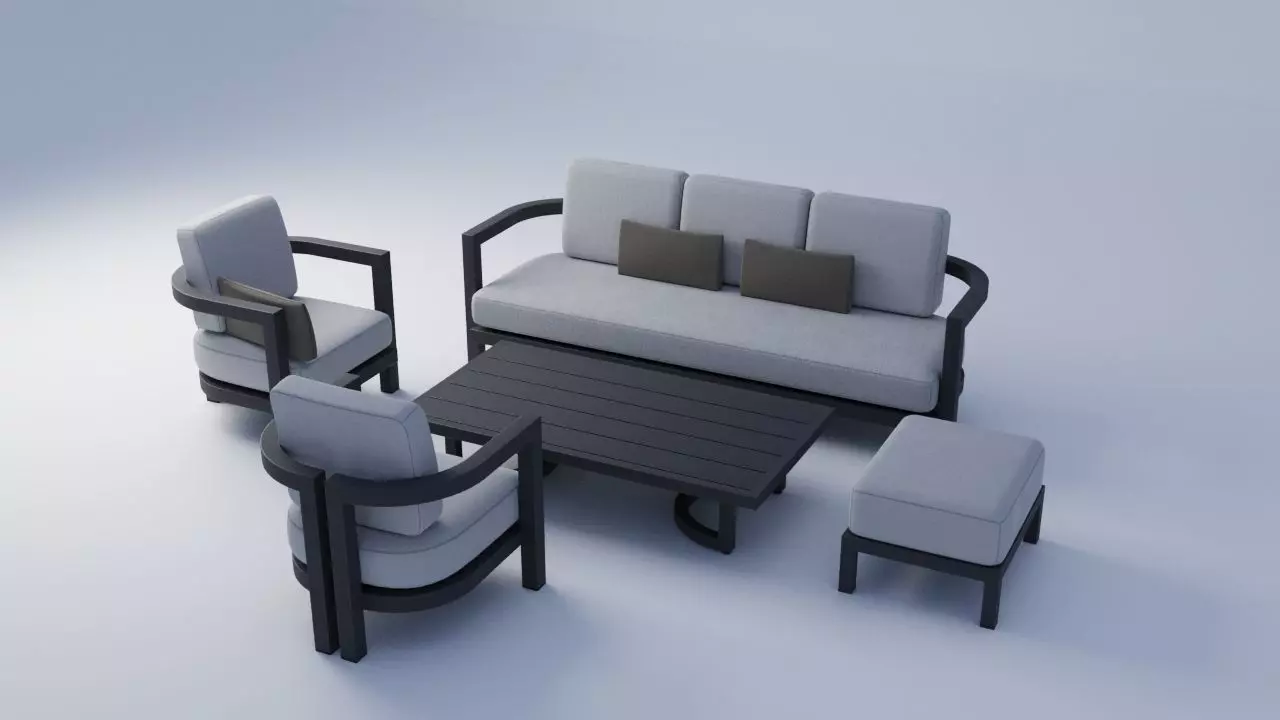 Portofino Aluminum Garden Set by RH Free 3D model