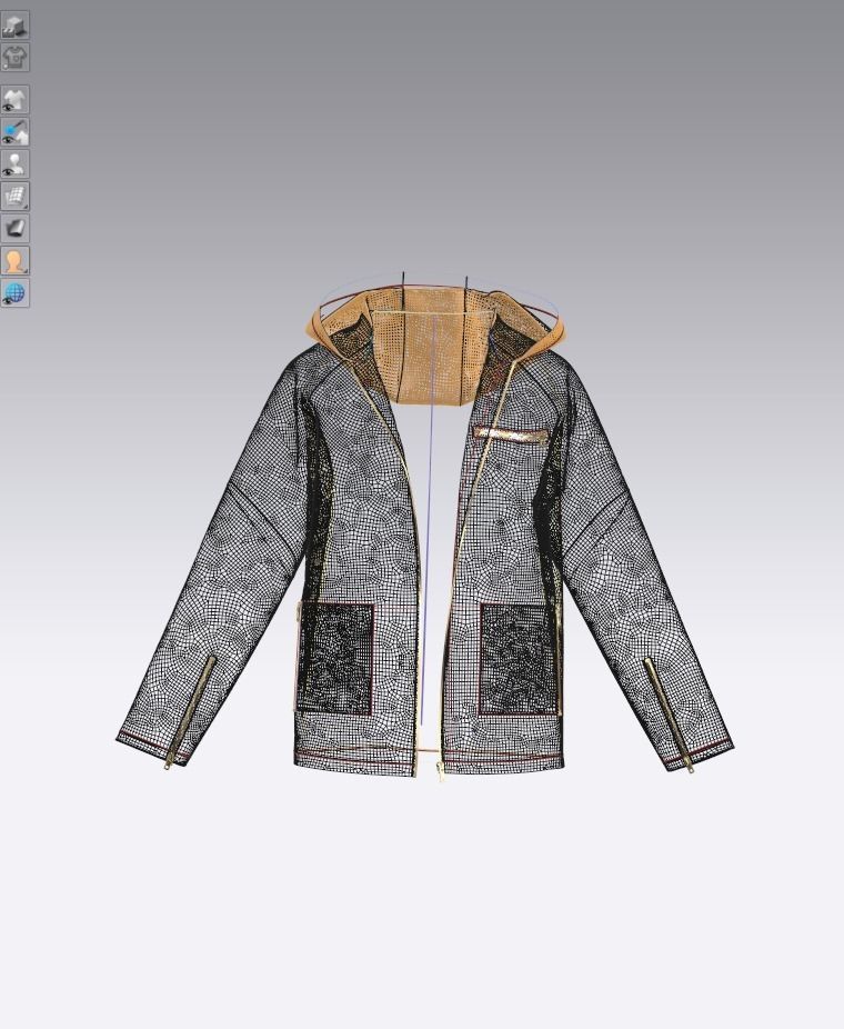 Female leather raglan coat 3D model_16