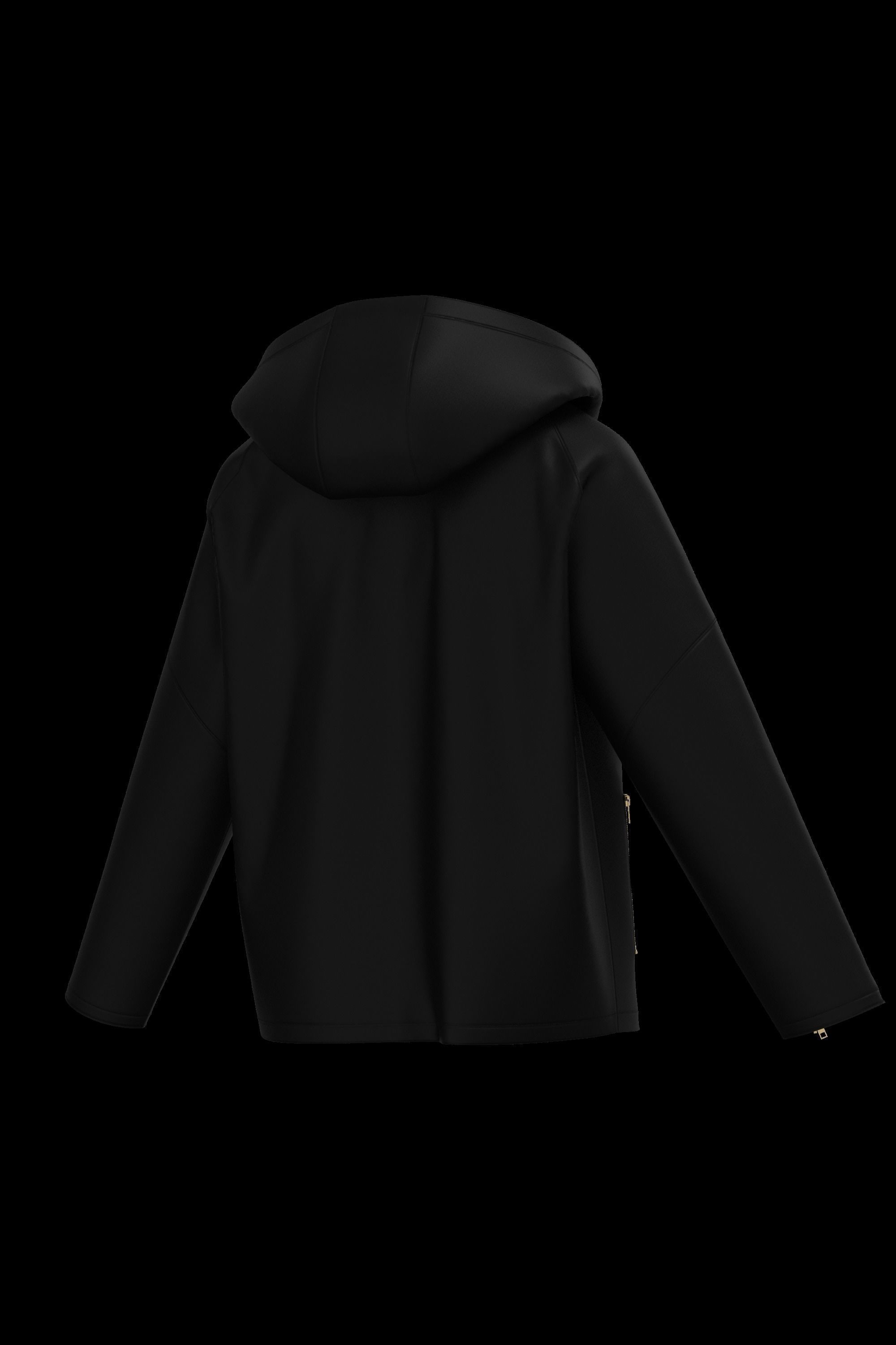 Female leather raglan coat 3D model_14