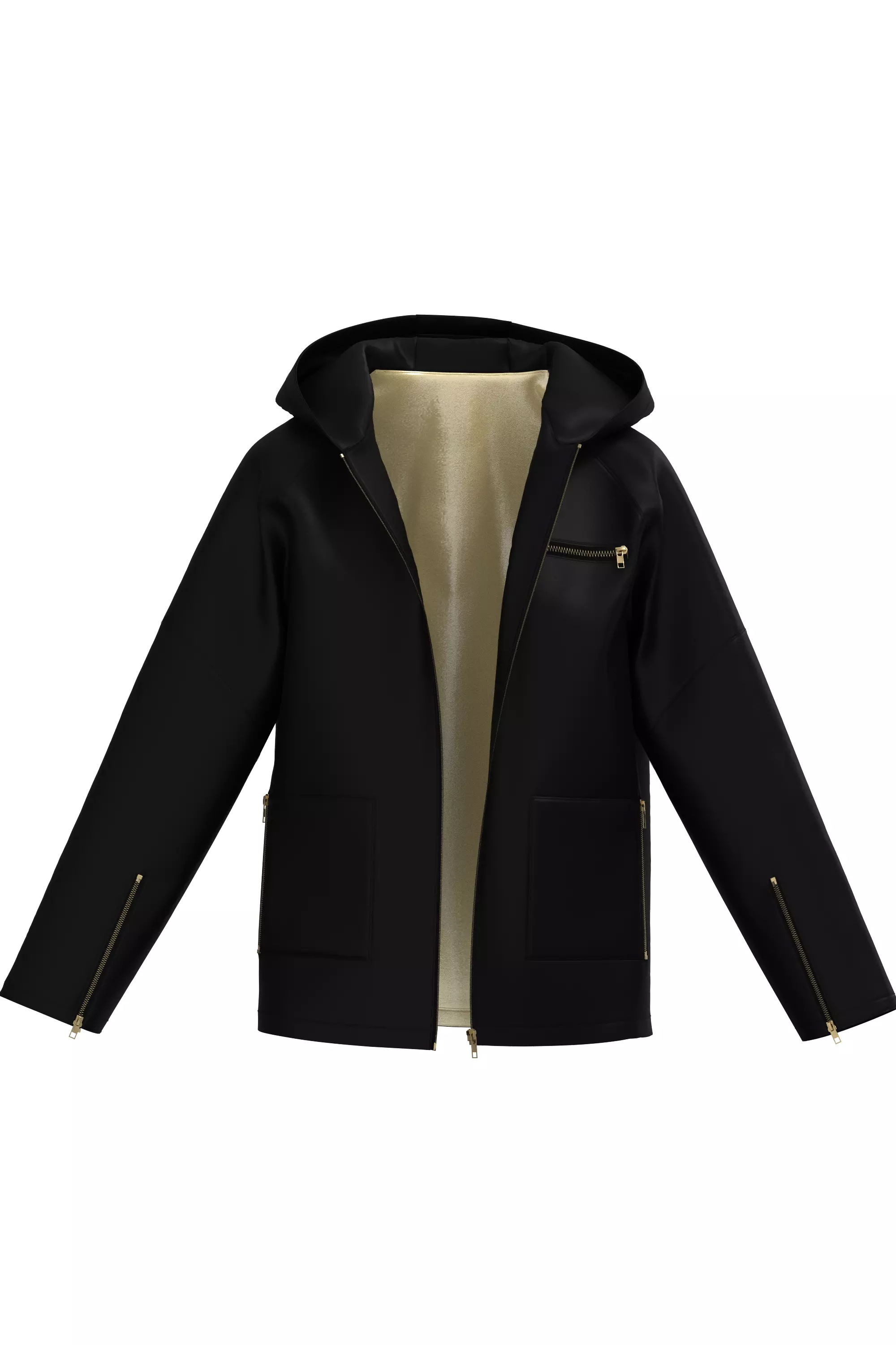 Female leather raglan coat 3D model_0
