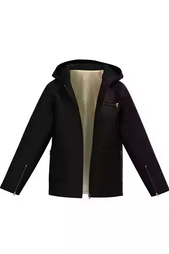 Female leather raglan coat 3D model
