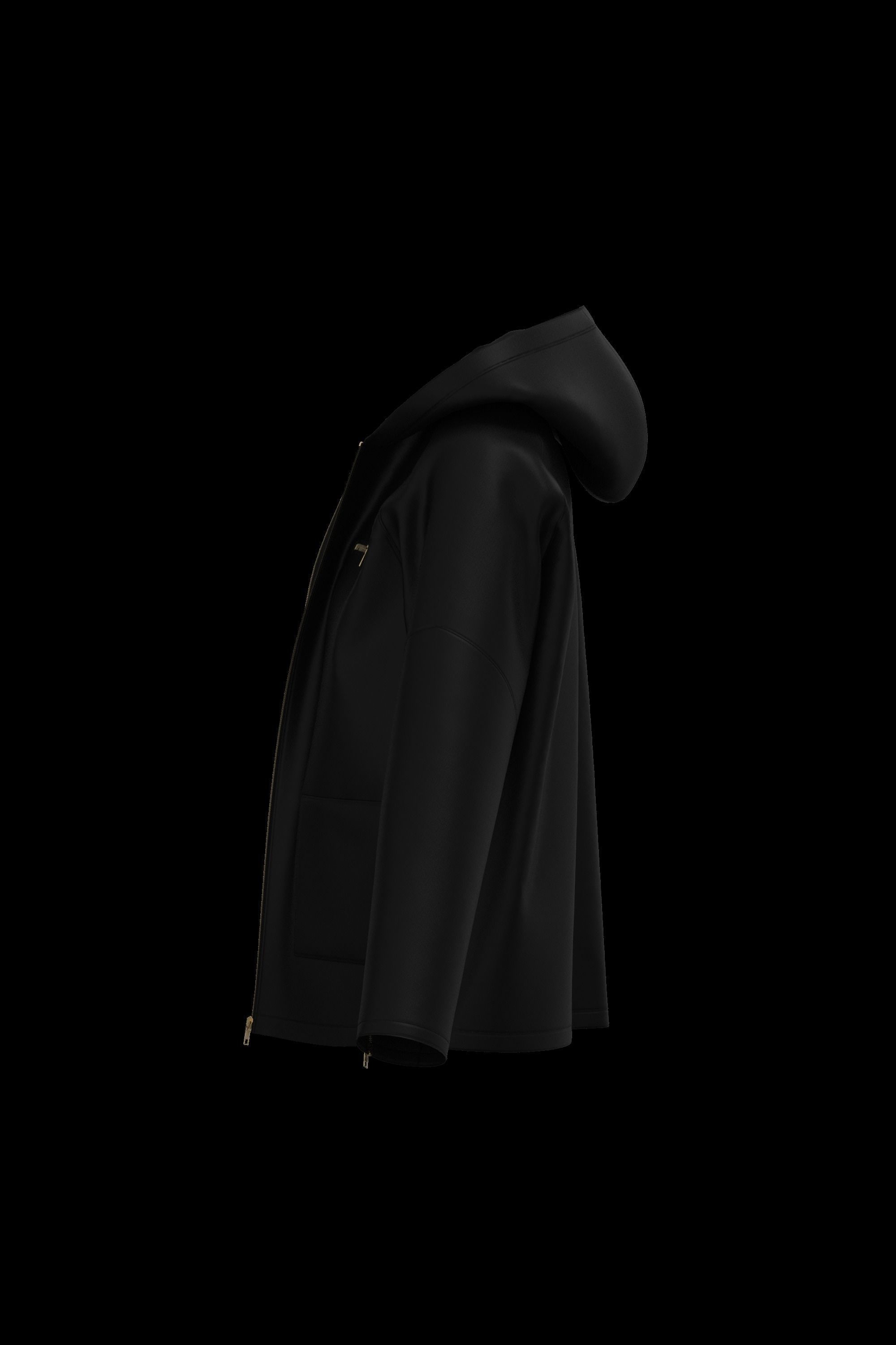 Female leather raglan coat 3D model_4