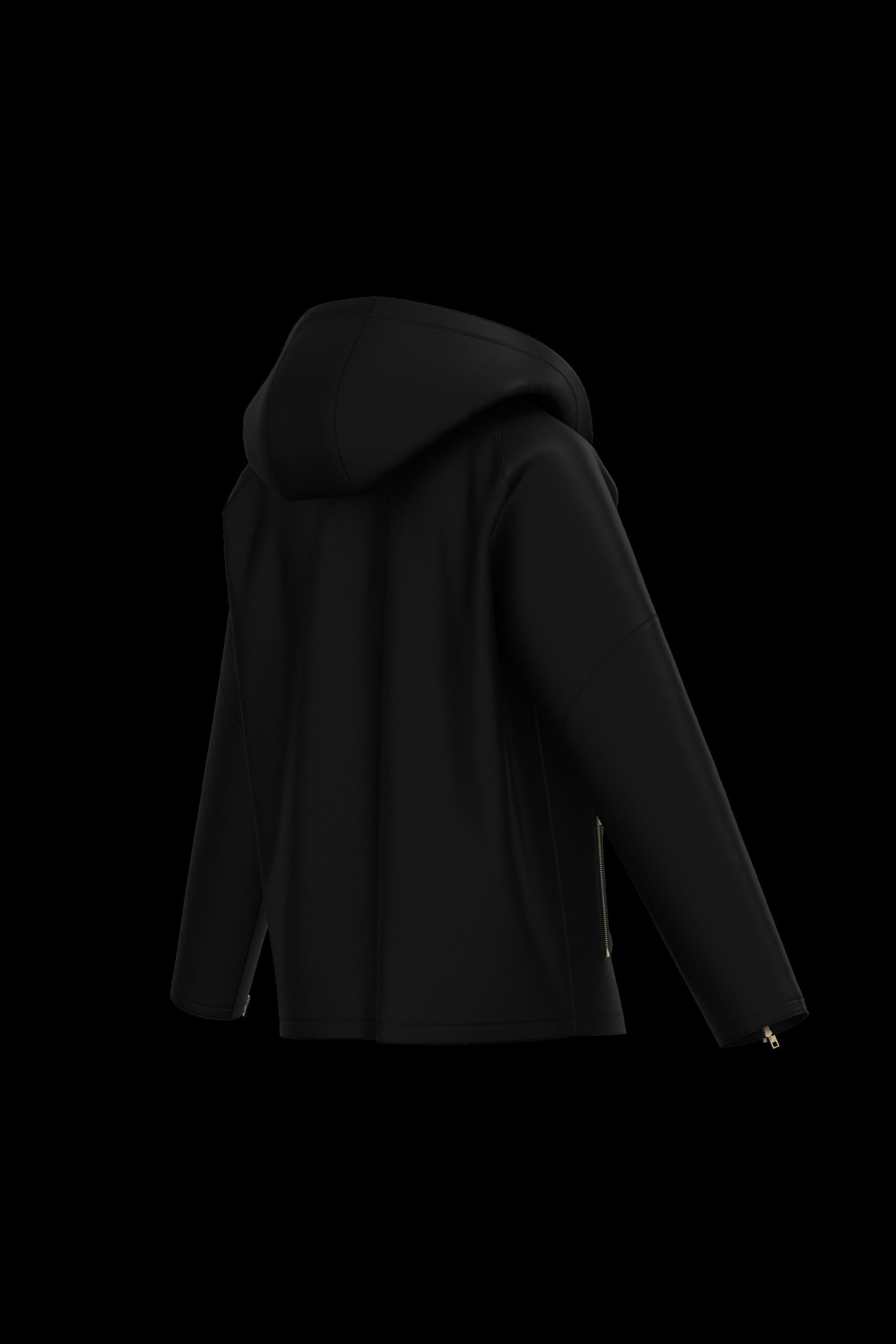 Female leather raglan coat 3D model_13