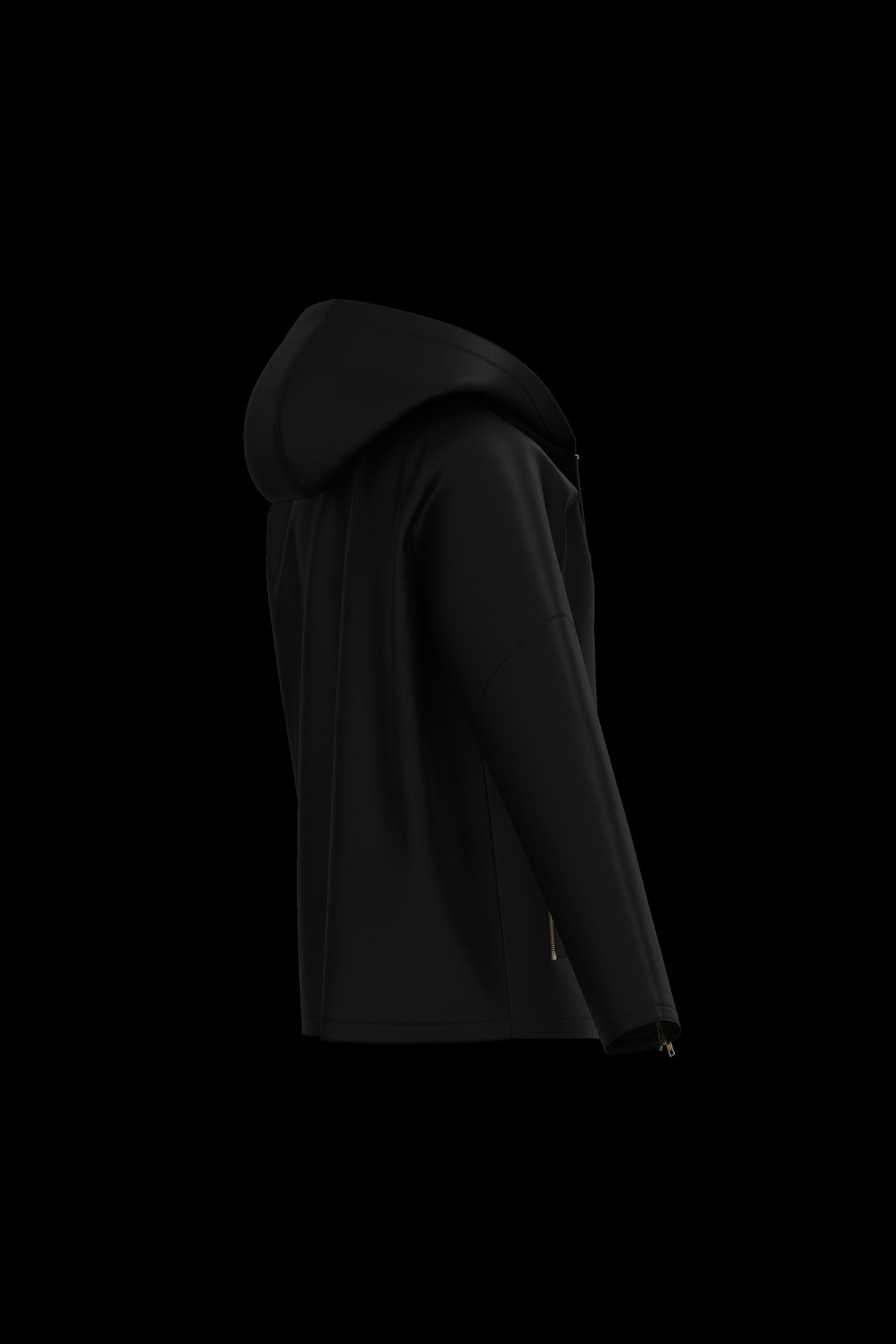 Female leather raglan coat 3D model_12