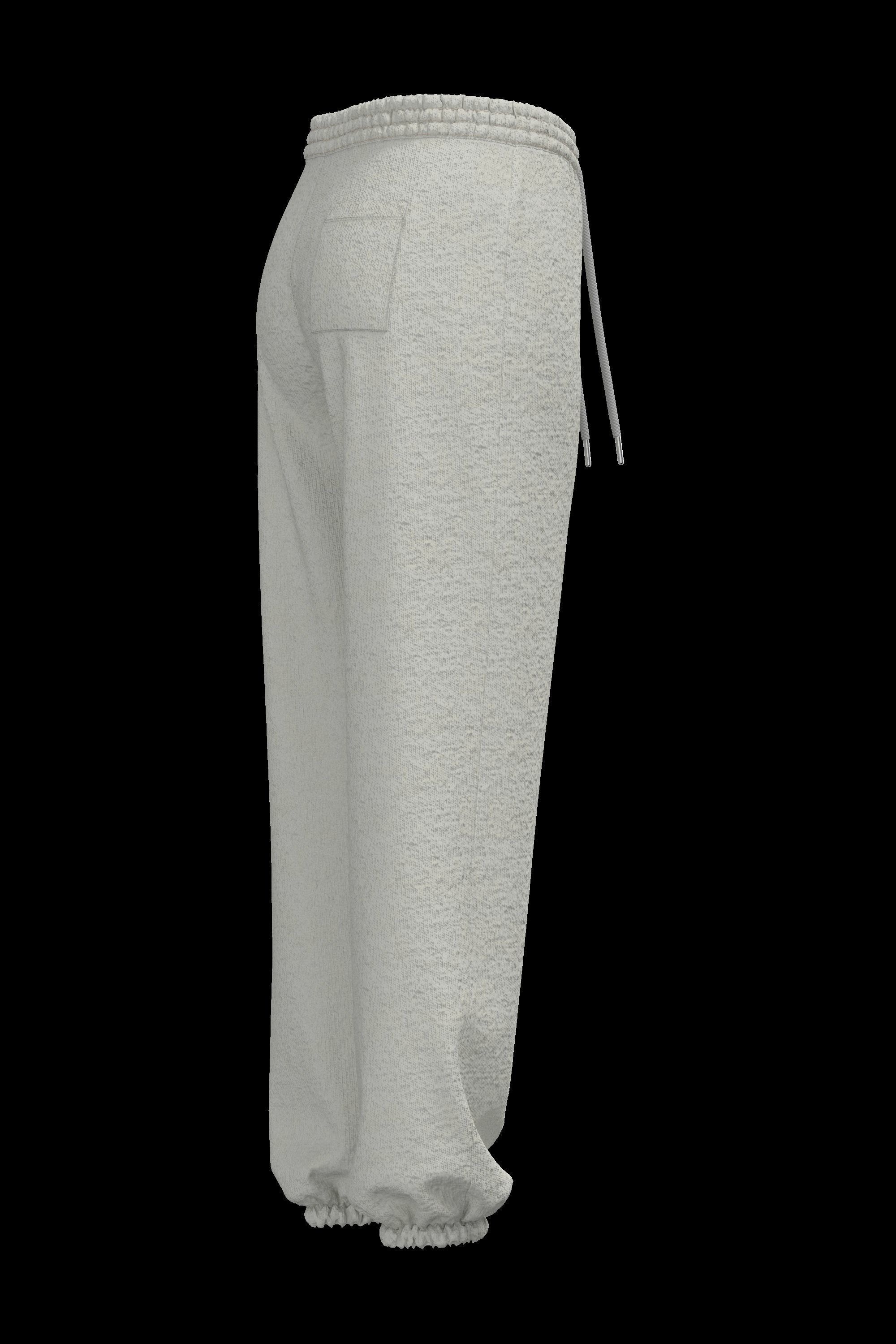 Female cotton sweatpants 3D model_2