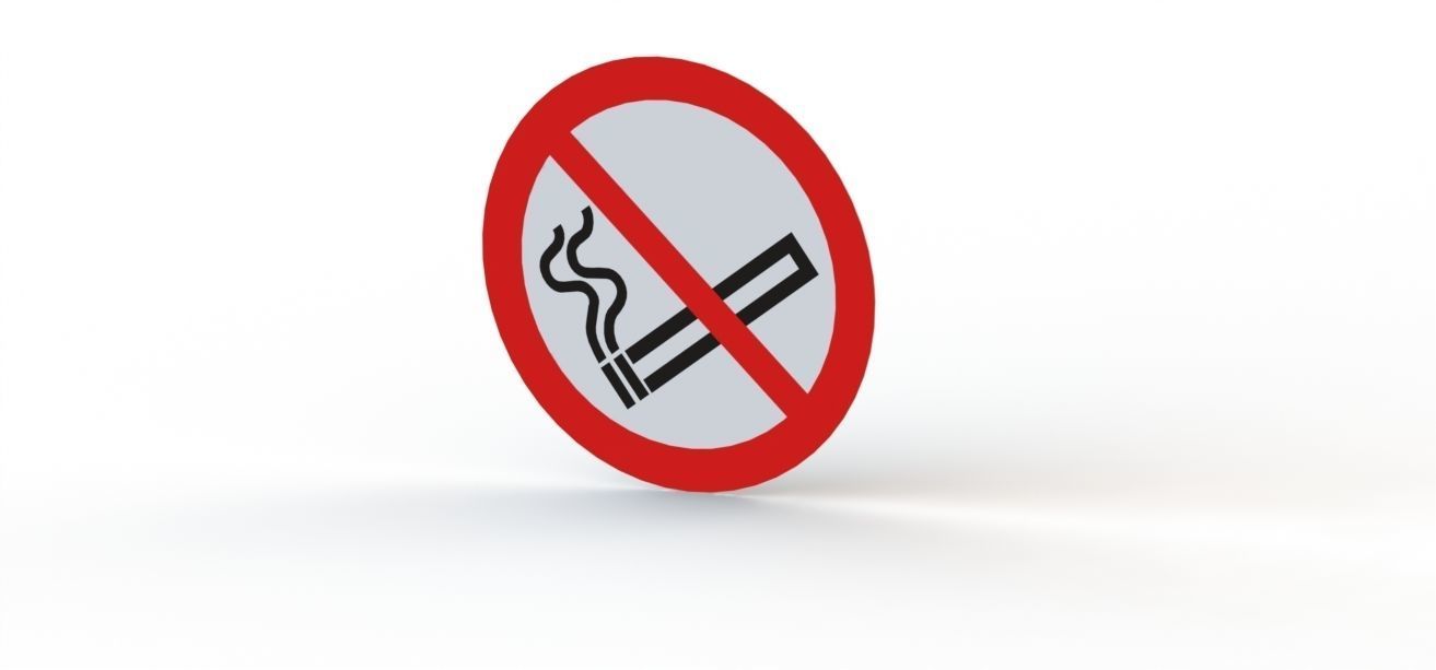 ISO7010 P002 Mandatory Sign No Smoking  with Standardized Colour 3D model_5