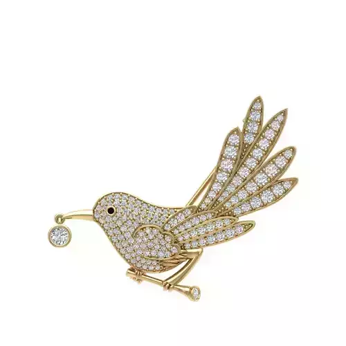 Bird Carry Food Beak Brooch 3D print model