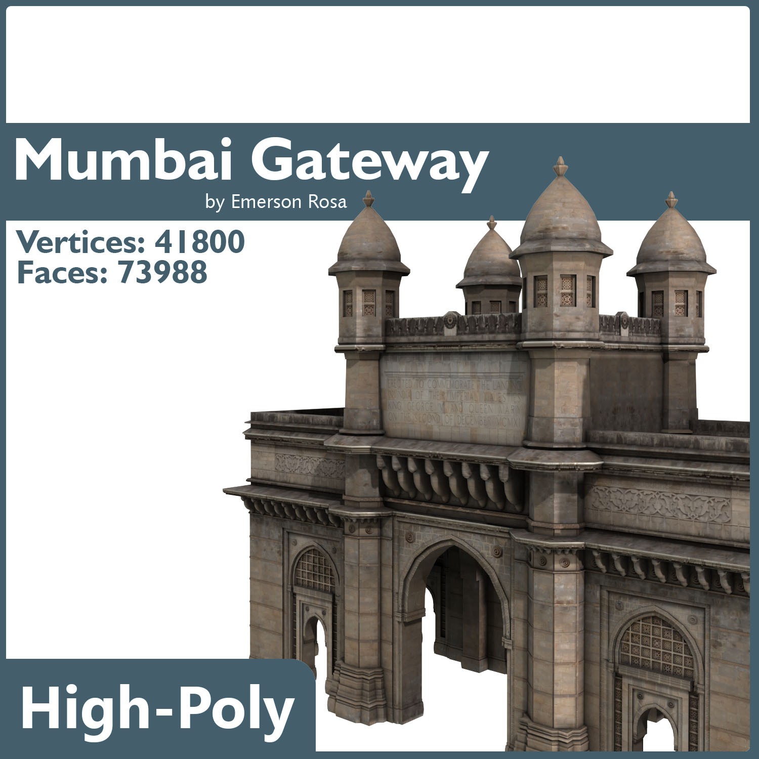 The Gateway of India Low-poly 3D model_10