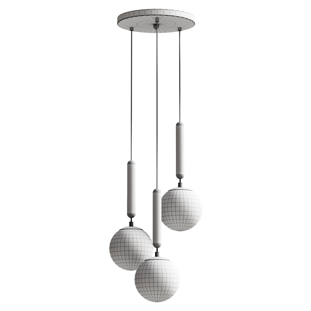 Suspended chandelier Host with white shades 3D model_1