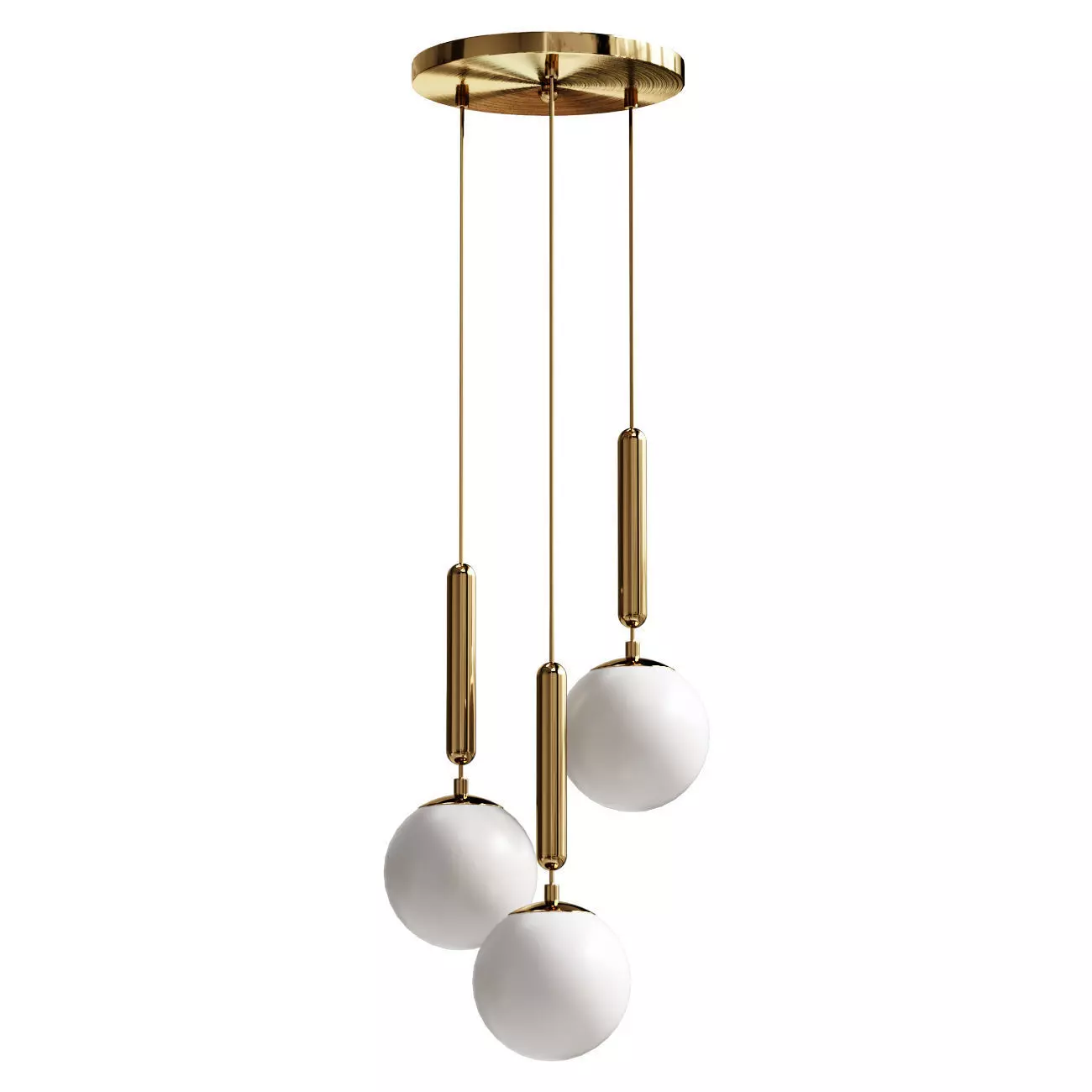 Suspended chandelier Host with white shades 3D model_0