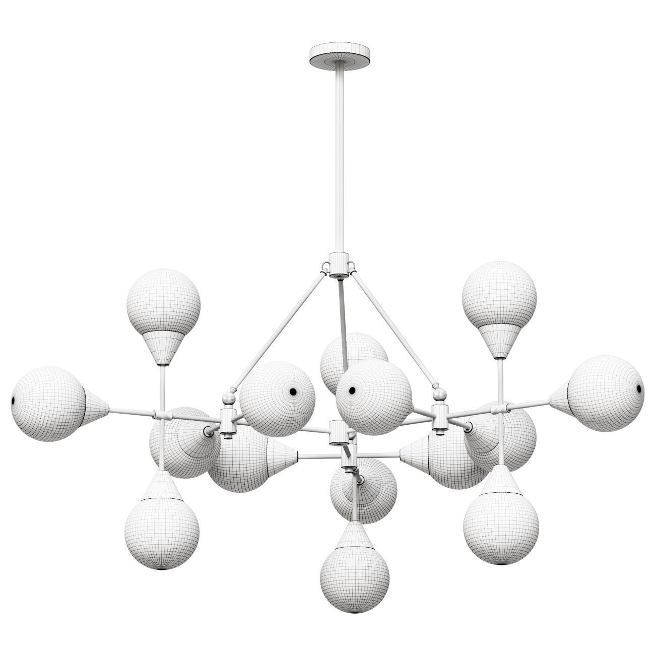 Hanging chandelier with transparent shades 3D model_1