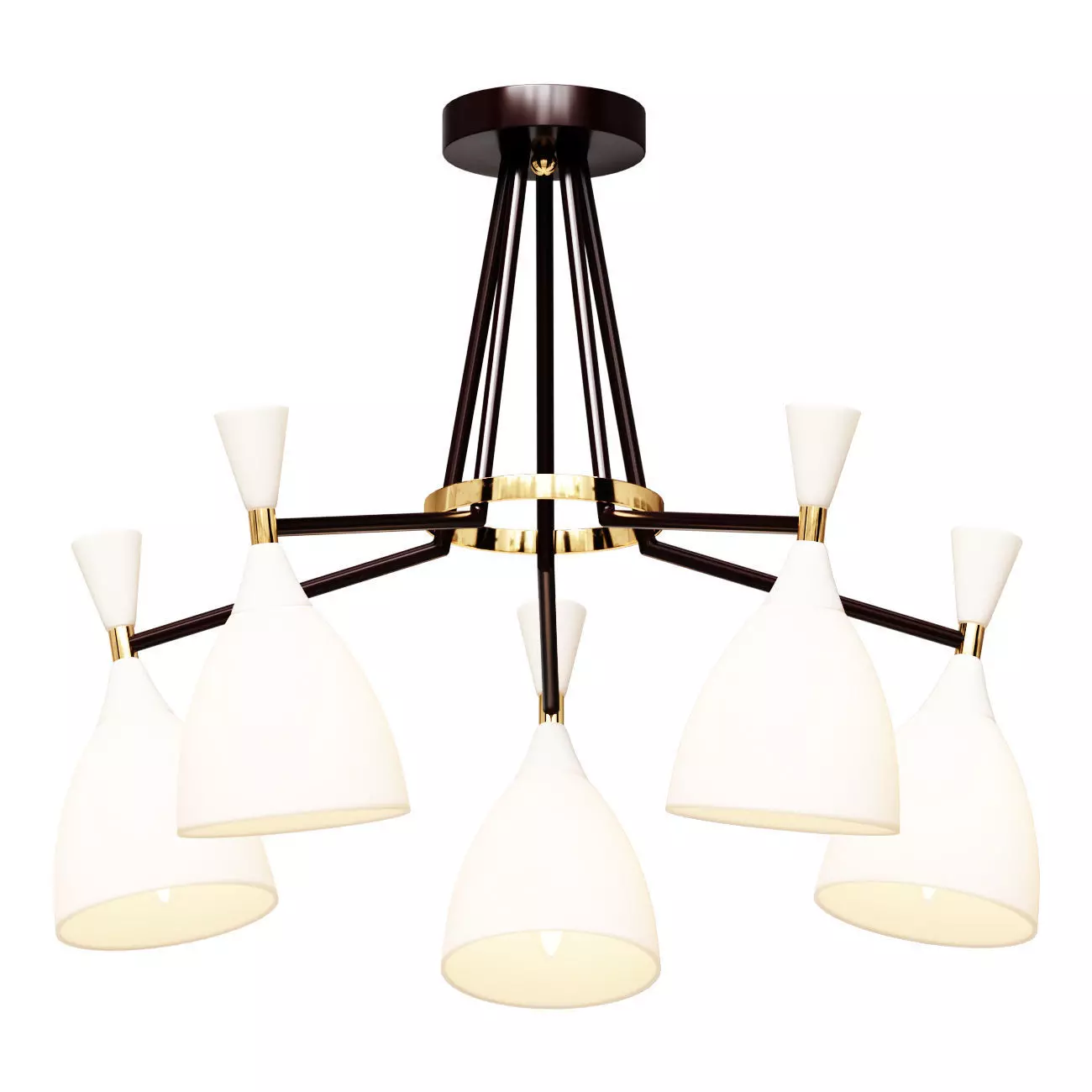 Hanging chandelier Oliver M with white shades 3D model
