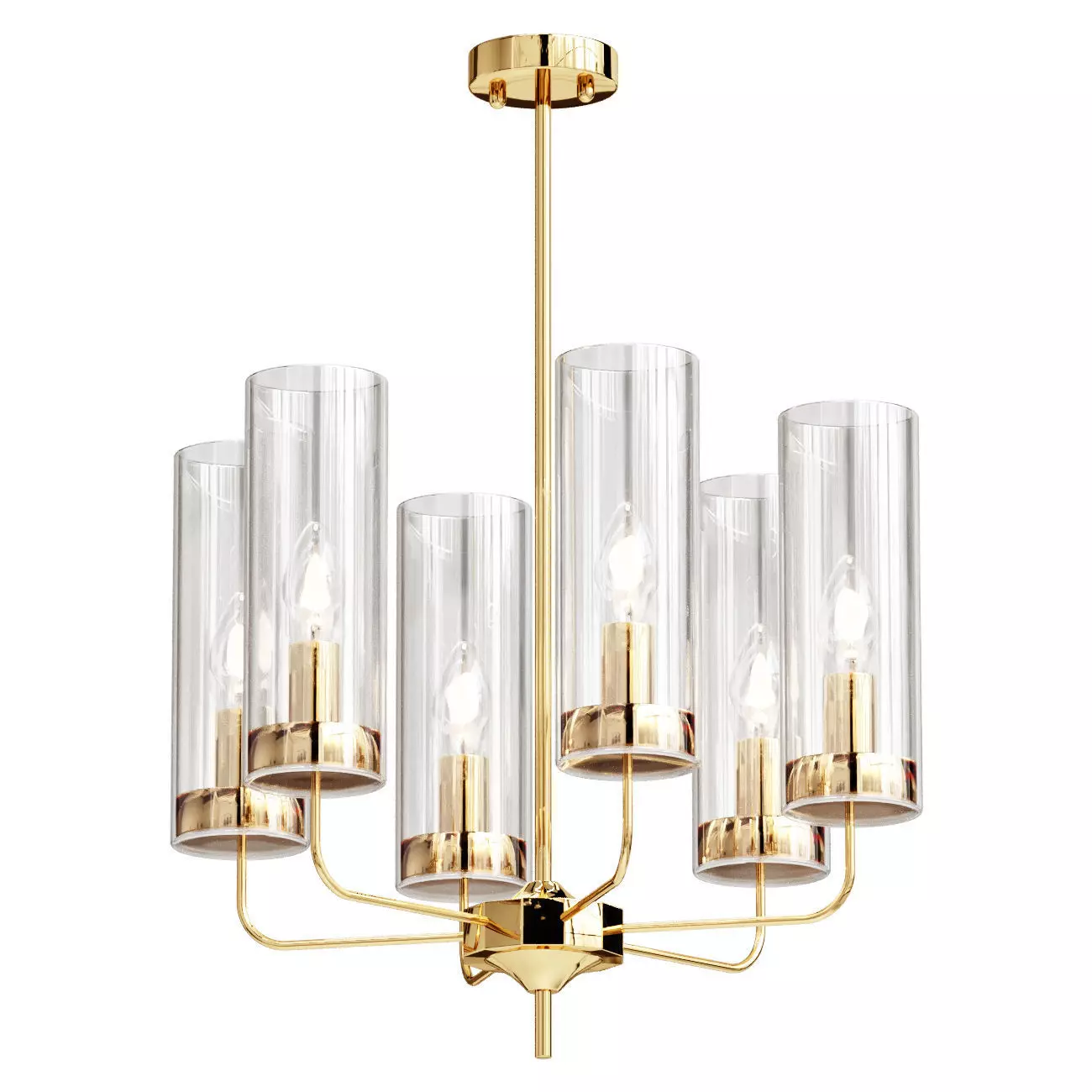 Hanging chandelier Metric M in gold color 3D model_0